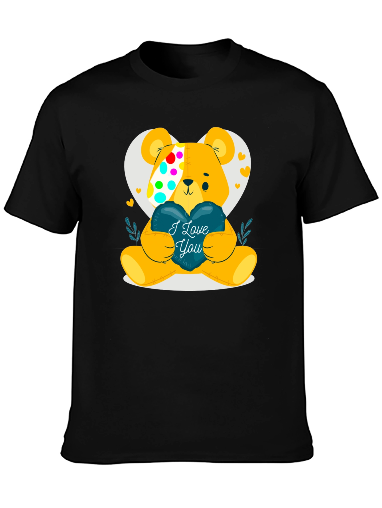 I Love You Teddy Bear Graphic Tee - Black