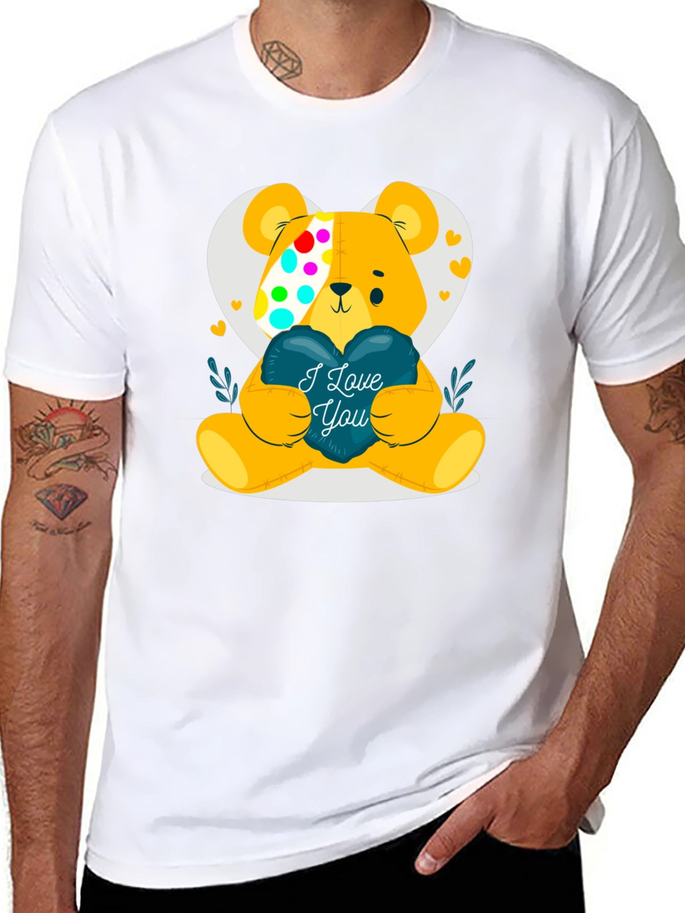 I Love You Teddy Bear Graphic Tee - Black