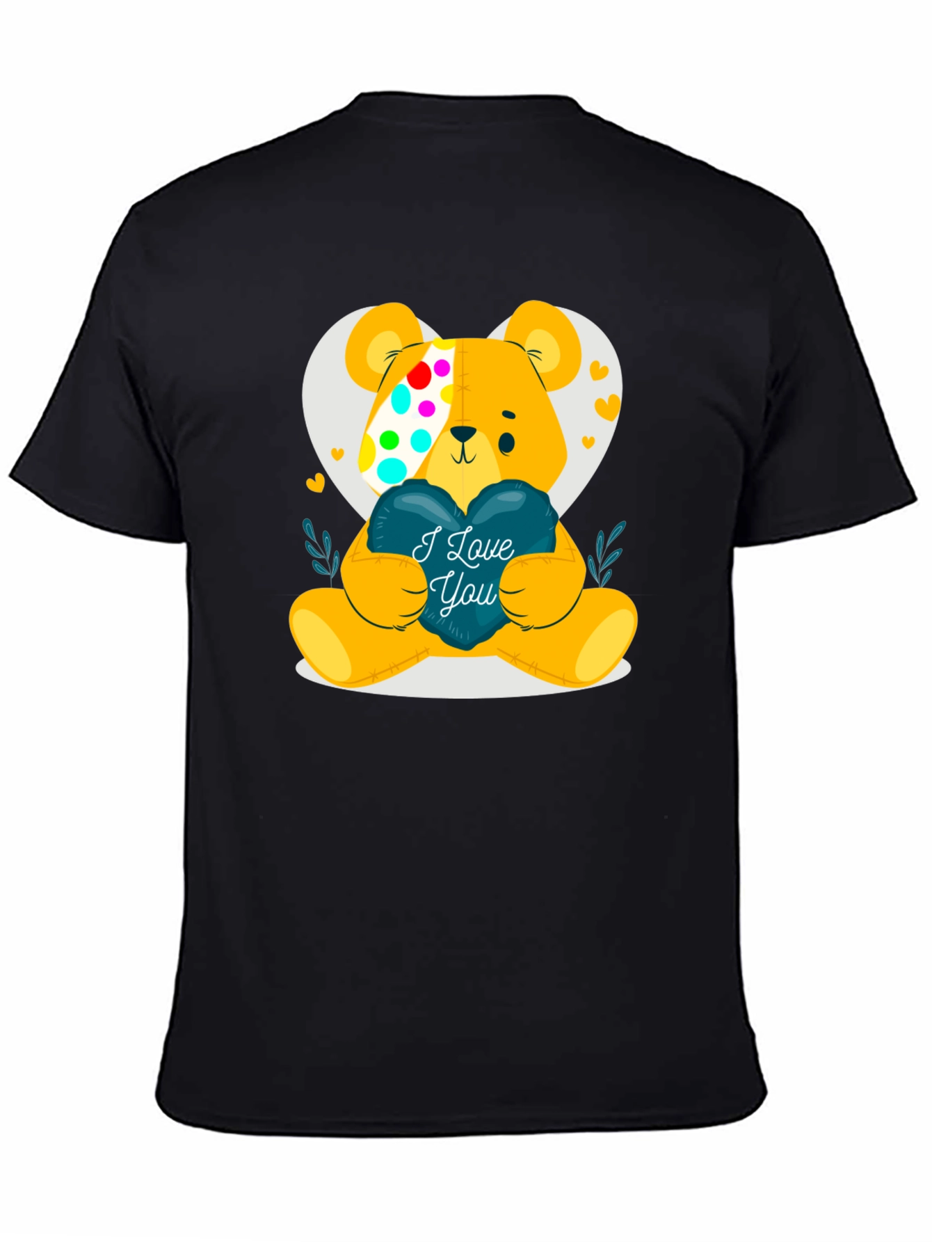 I Love You Teddy Bear Graphic Tee - Black