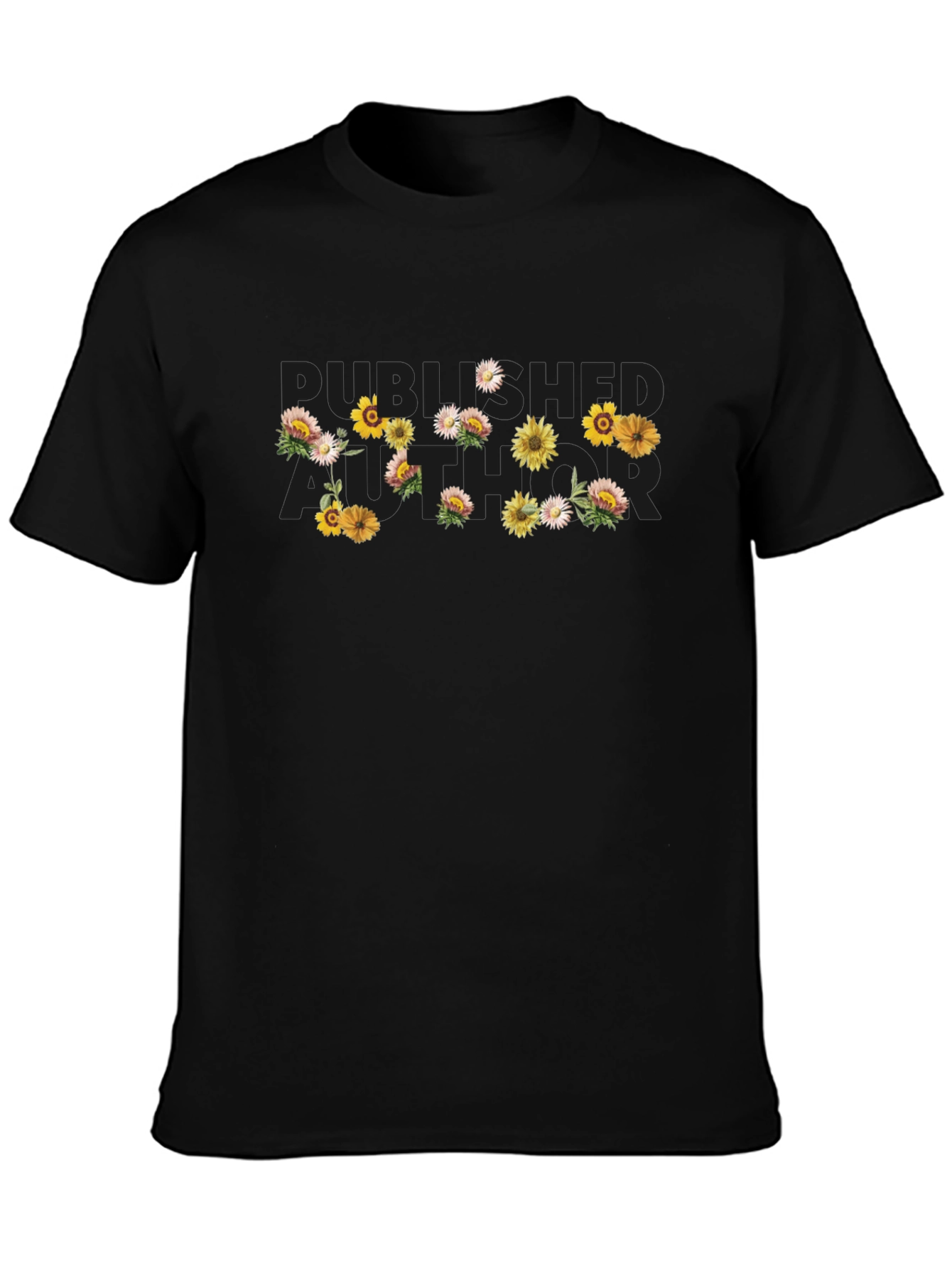 Floral Published Author Black T-Shirt