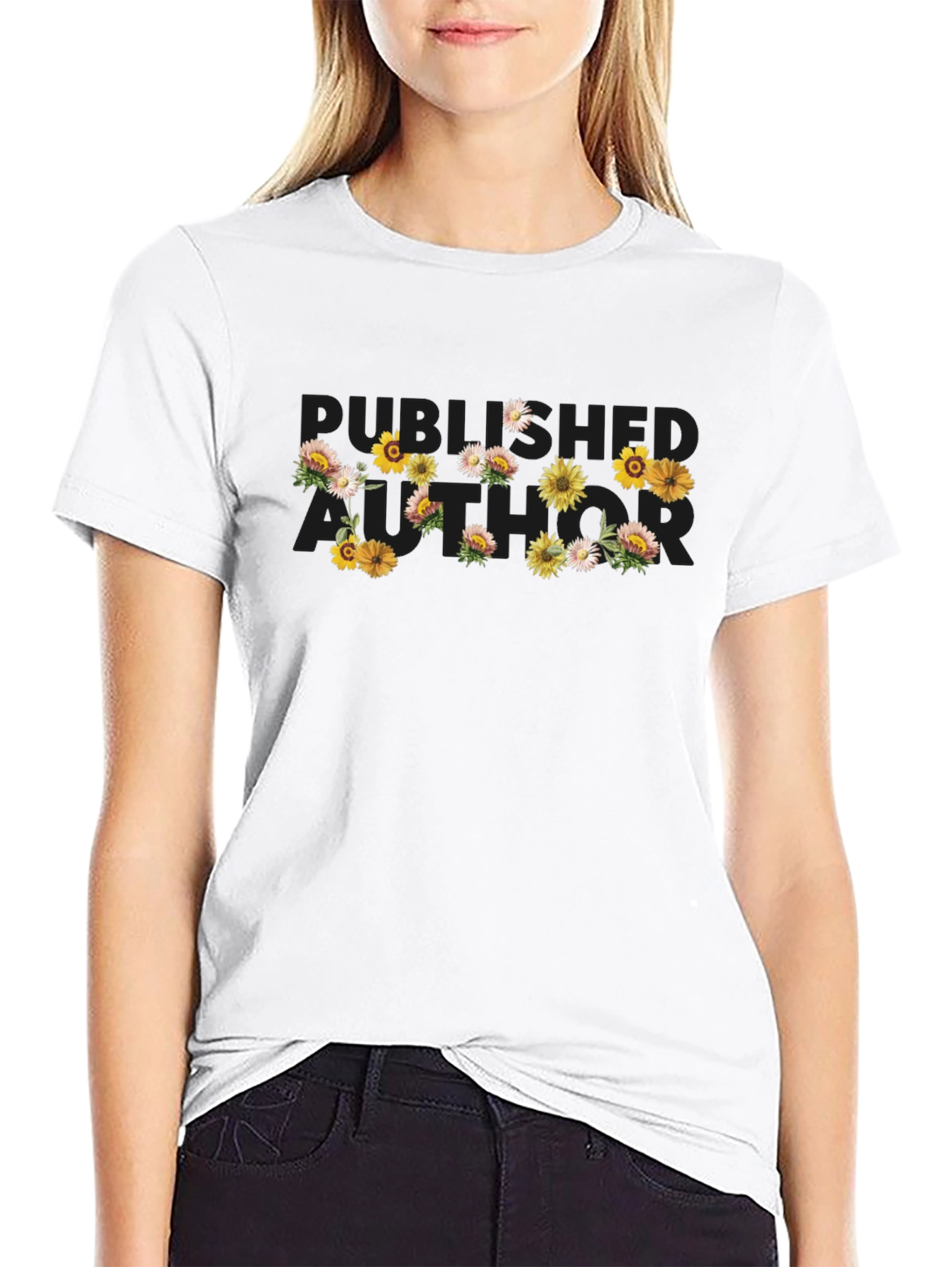Floral Published Author Black T-Shirt