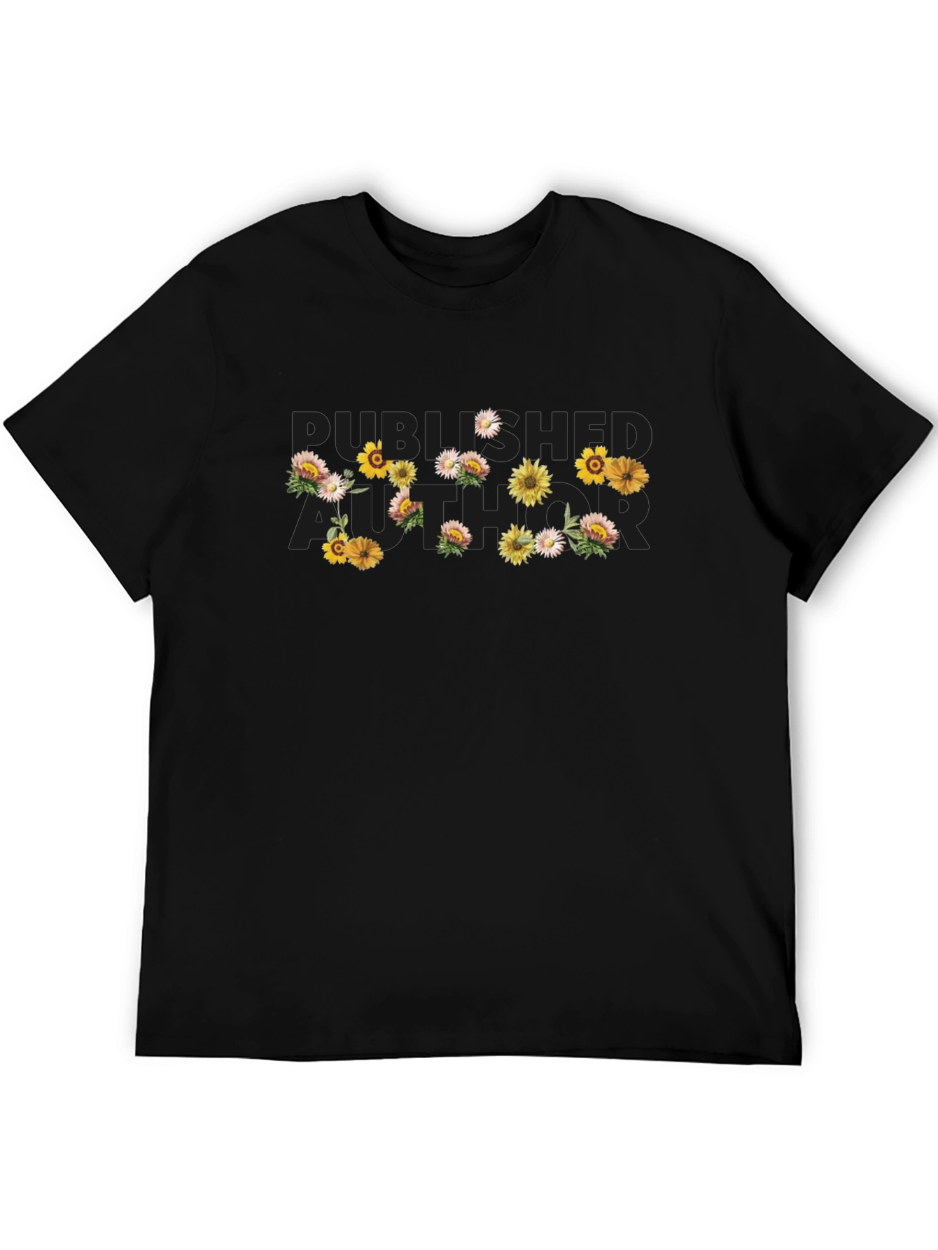 Floral Published Author Black T-Shirt