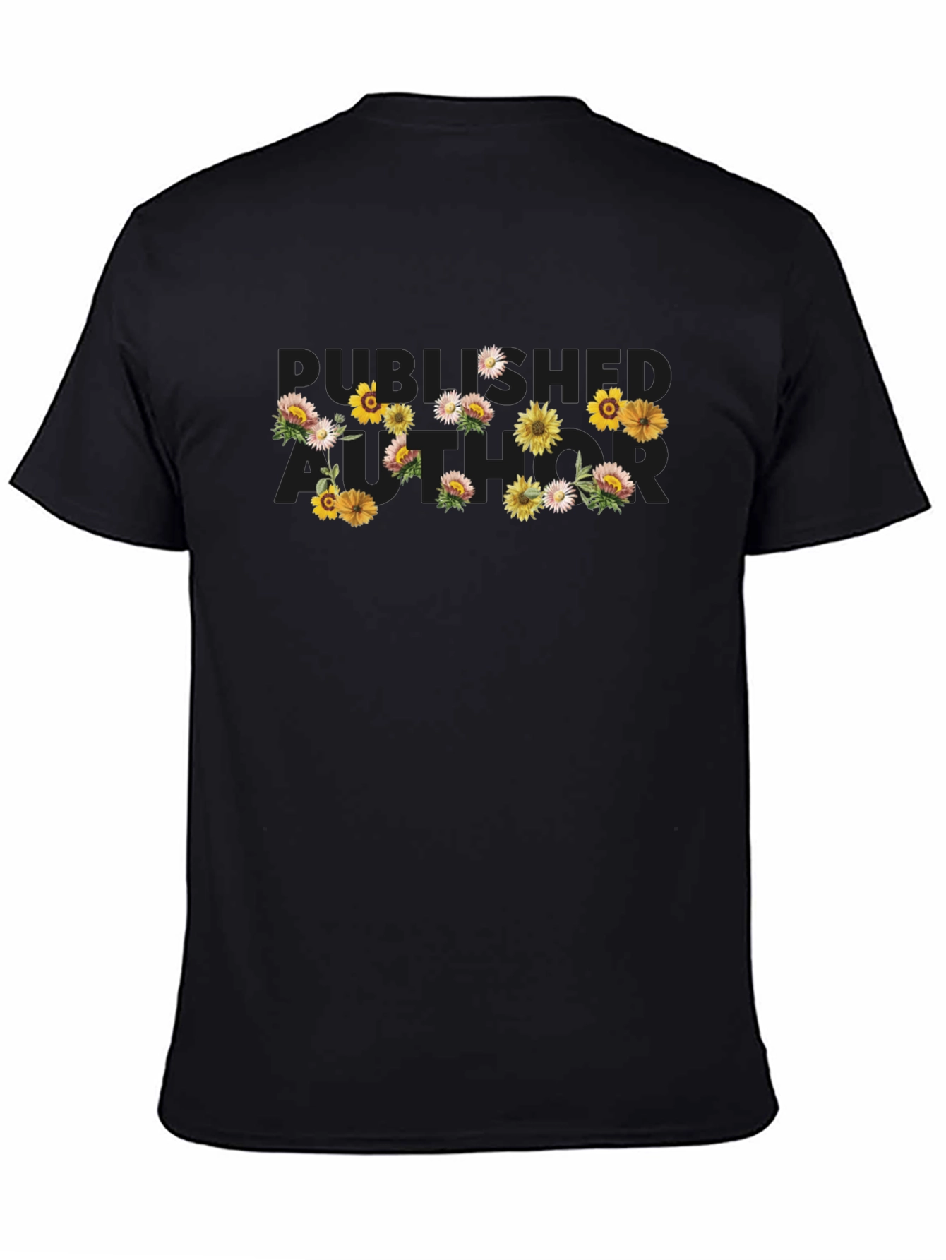 Floral Published Author Black T-Shirt