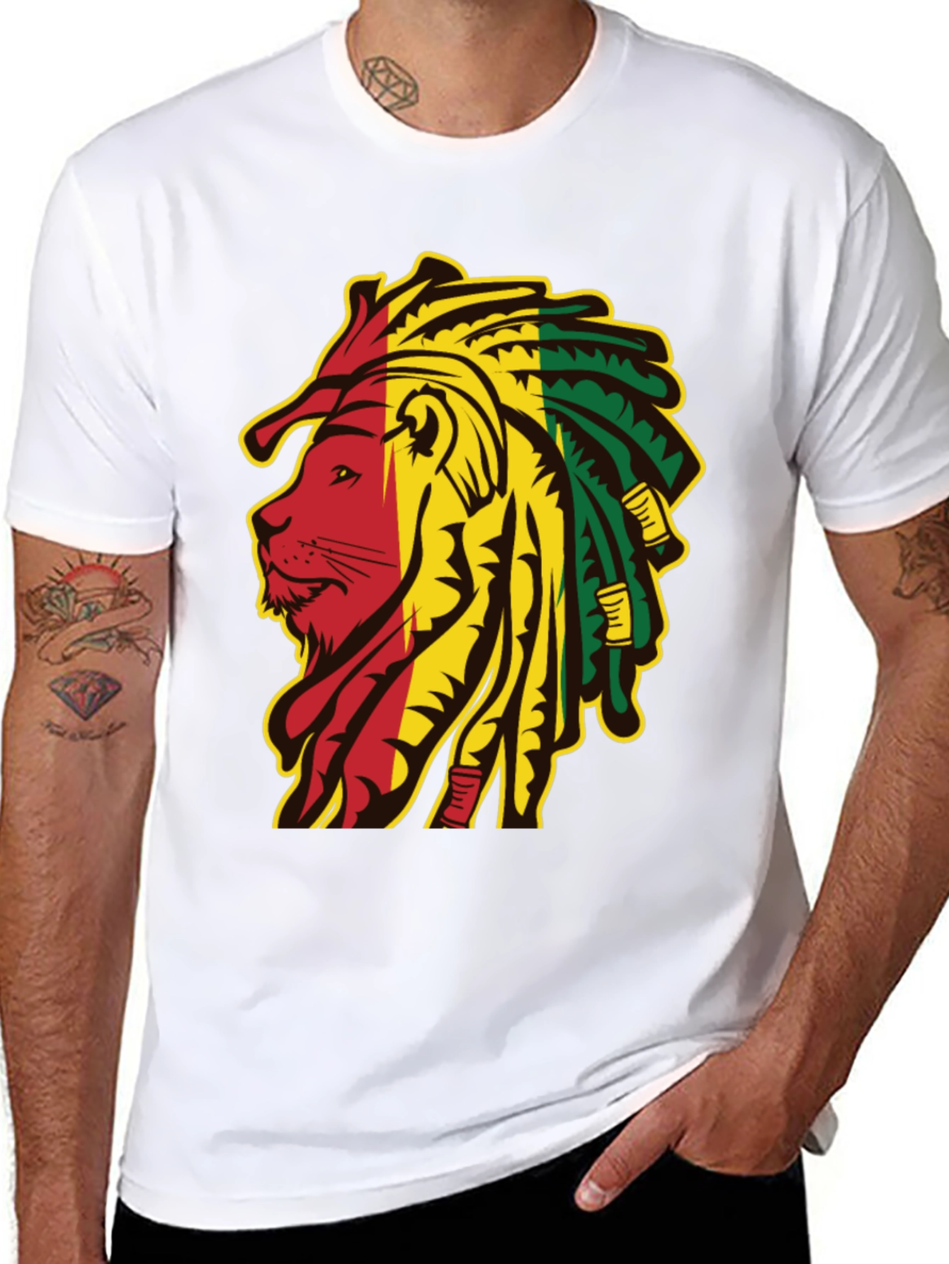 Rasta Lion Graphic Tee - Black T-Shirt