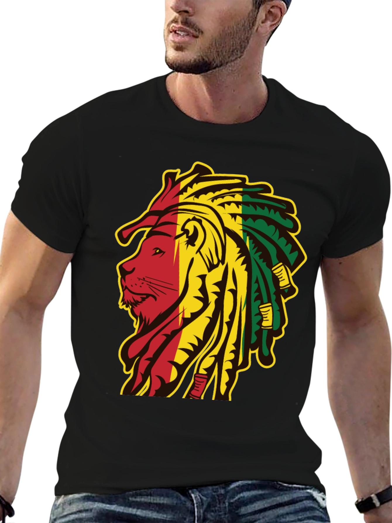 Rasta Lion Graphic Tee - Black T-Shirt
