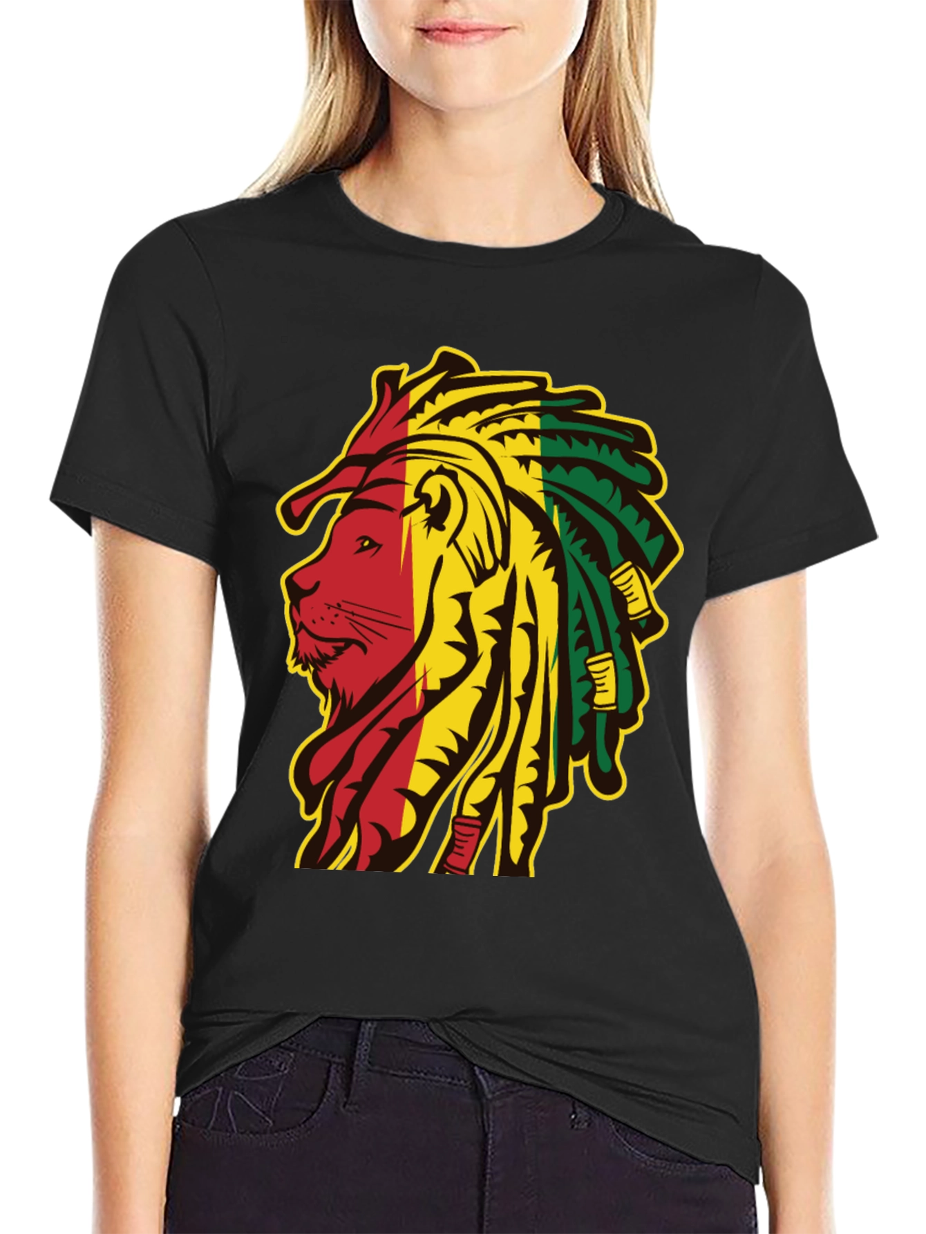 Rasta Lion Graphic Tee - Black T-Shirt