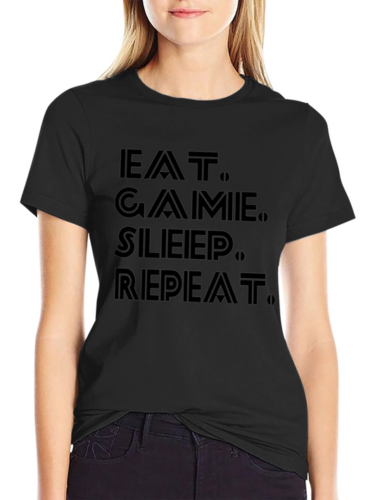 Eat Game Sleep Repeat Black Graphic Tee