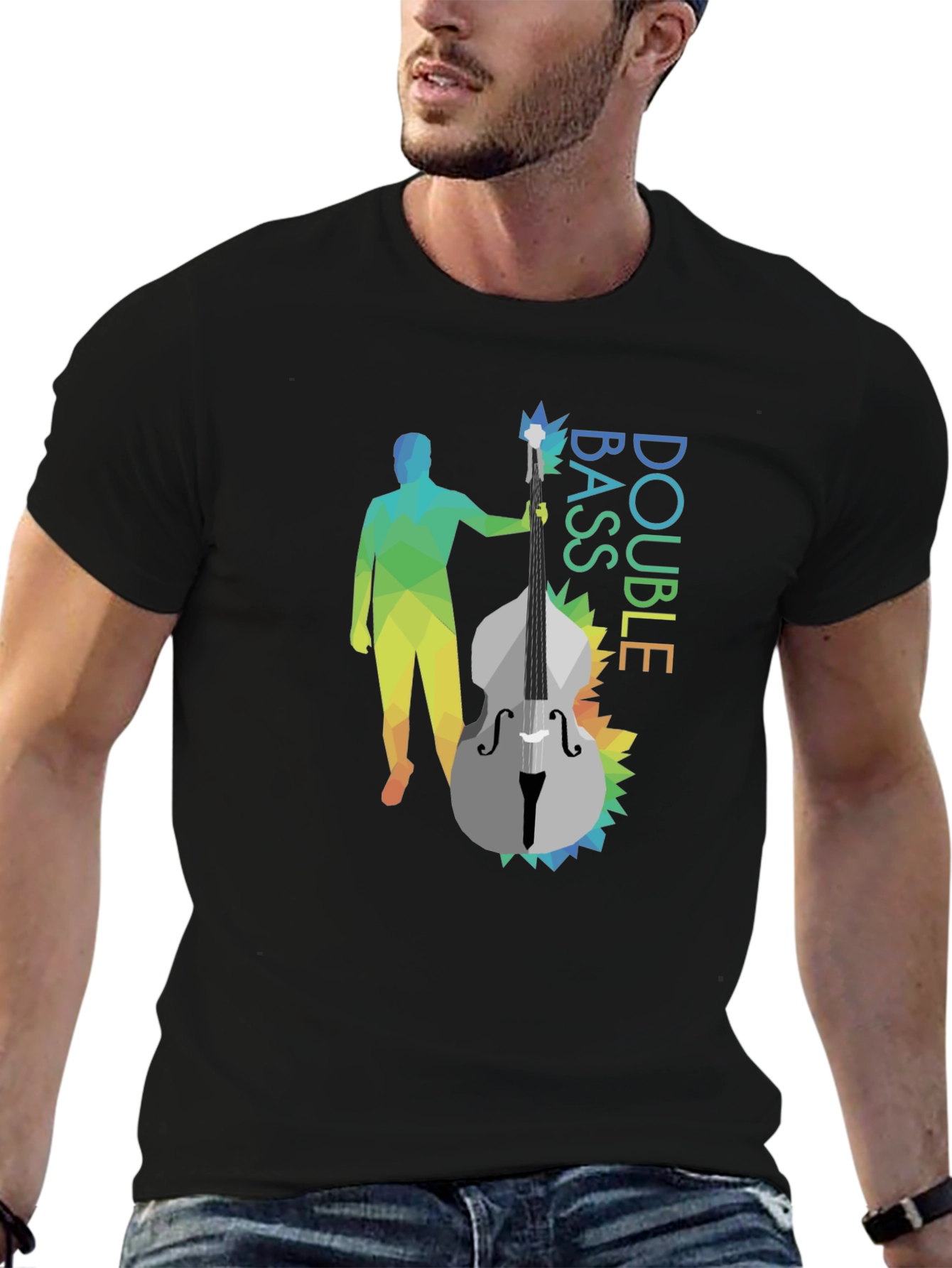Double Bass Player Graphic Tee - Black
