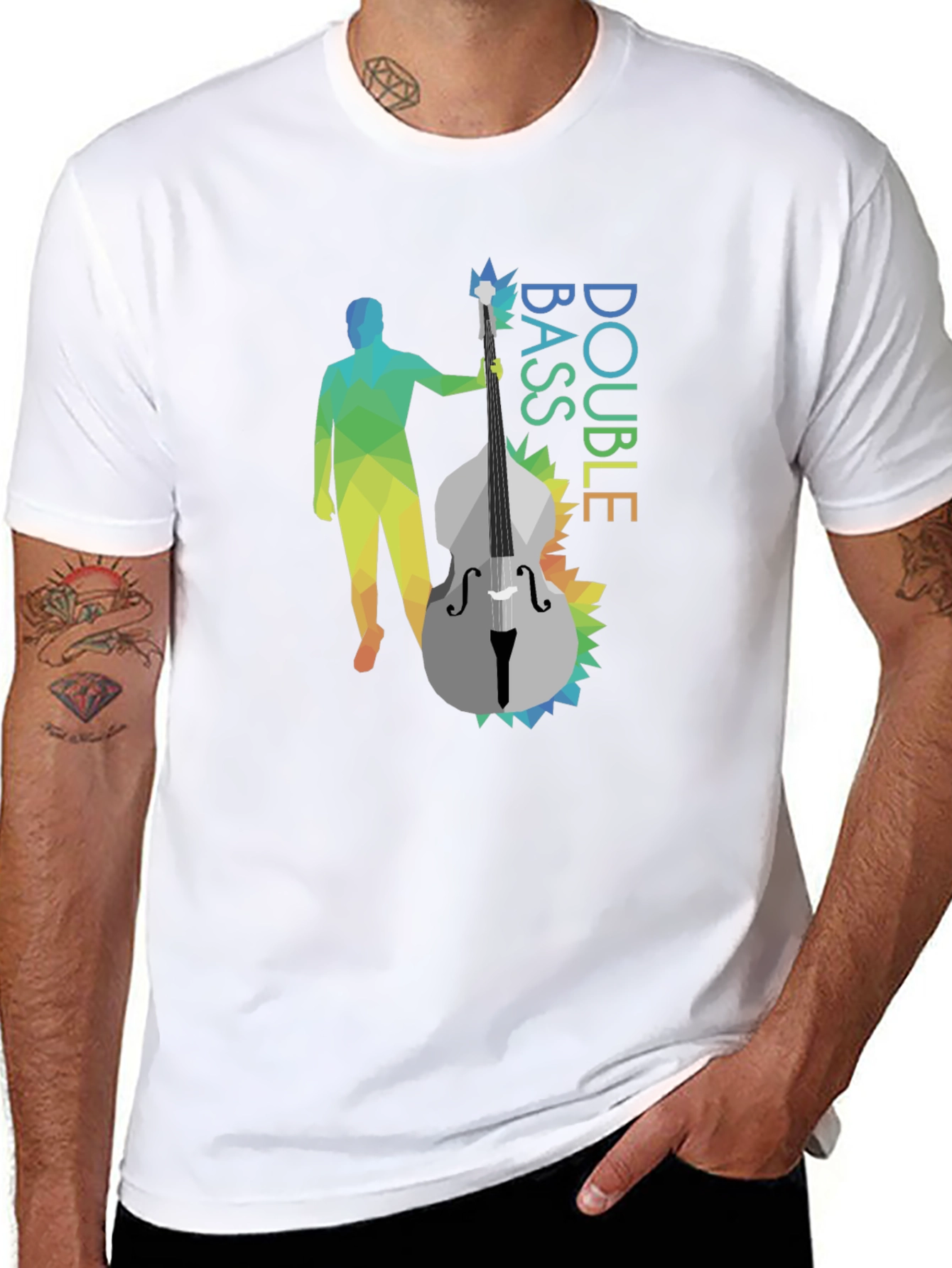 Double Bass Player Graphic Tee - Black