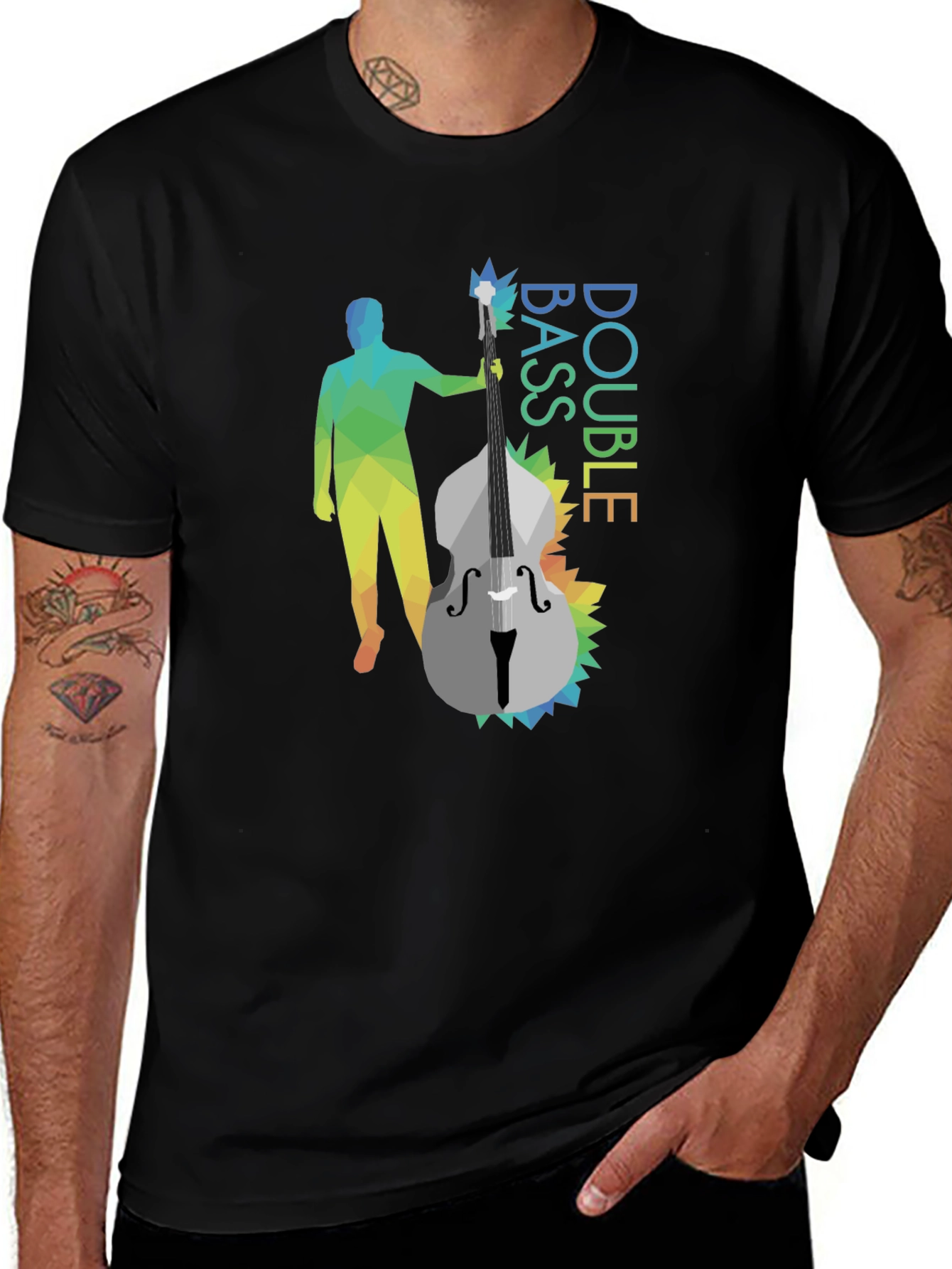 Double Bass Player Graphic Tee - Black
