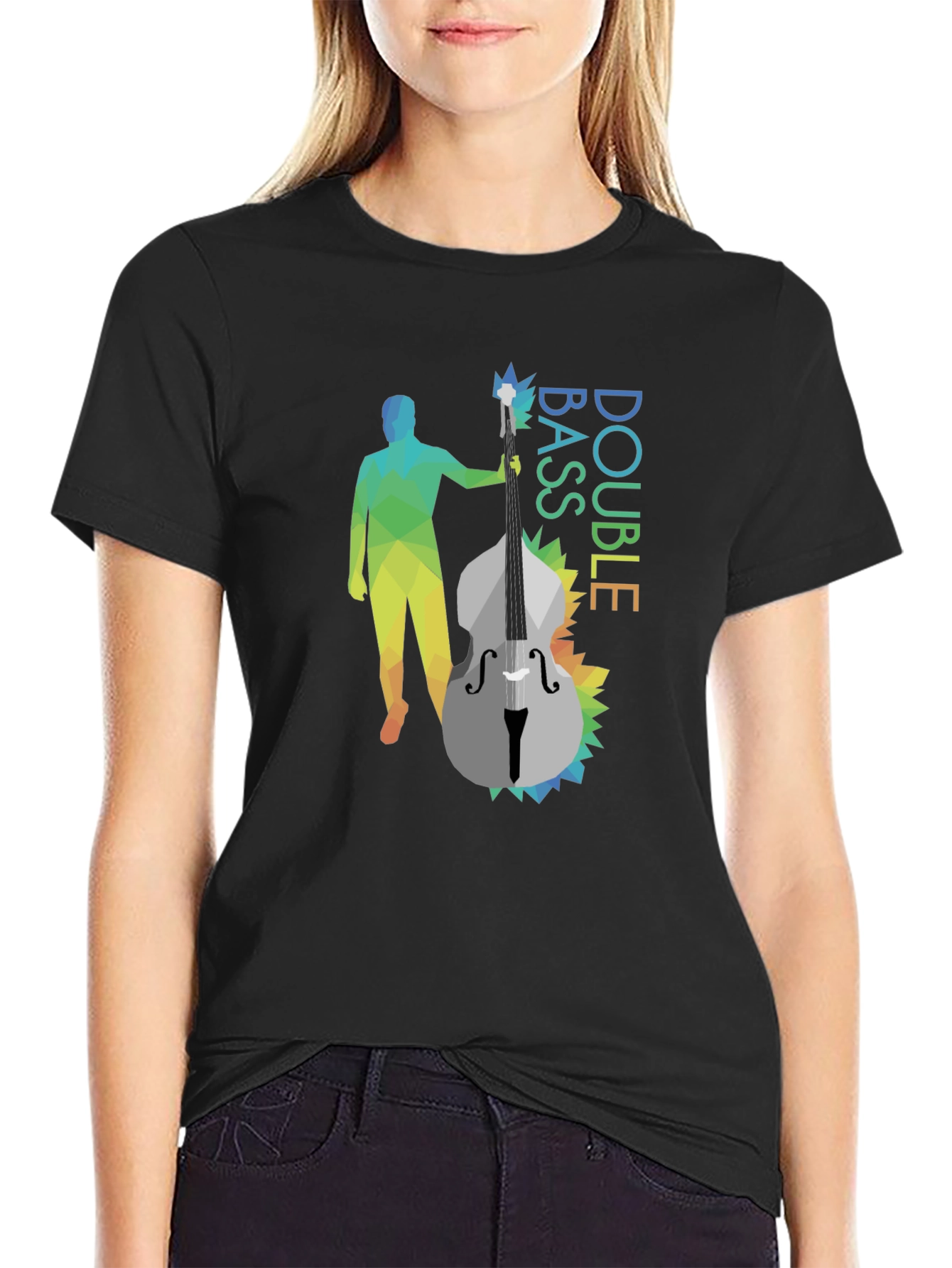 Double Bass Player Graphic Tee - Black