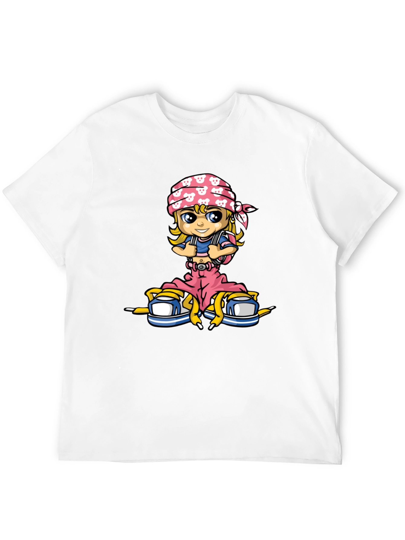 Cartoon Girl T-Shirt - Black Cotton Tee