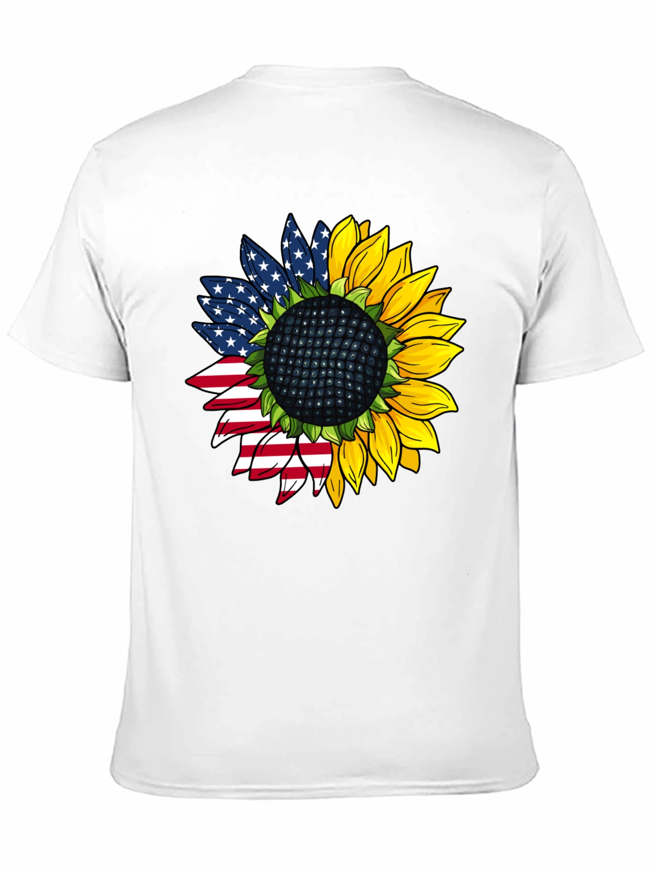 American Flag Sunflower Black T-Shirt