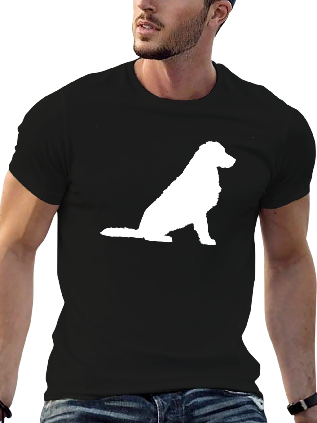 Dog Silhouette Graphic Tee - Casual Comfort