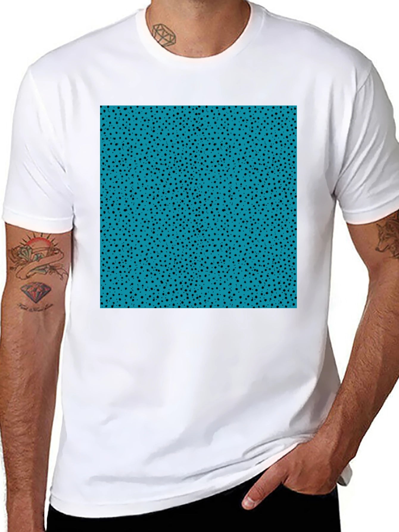 Funky Aqua & Black Speckled Graphic Tee