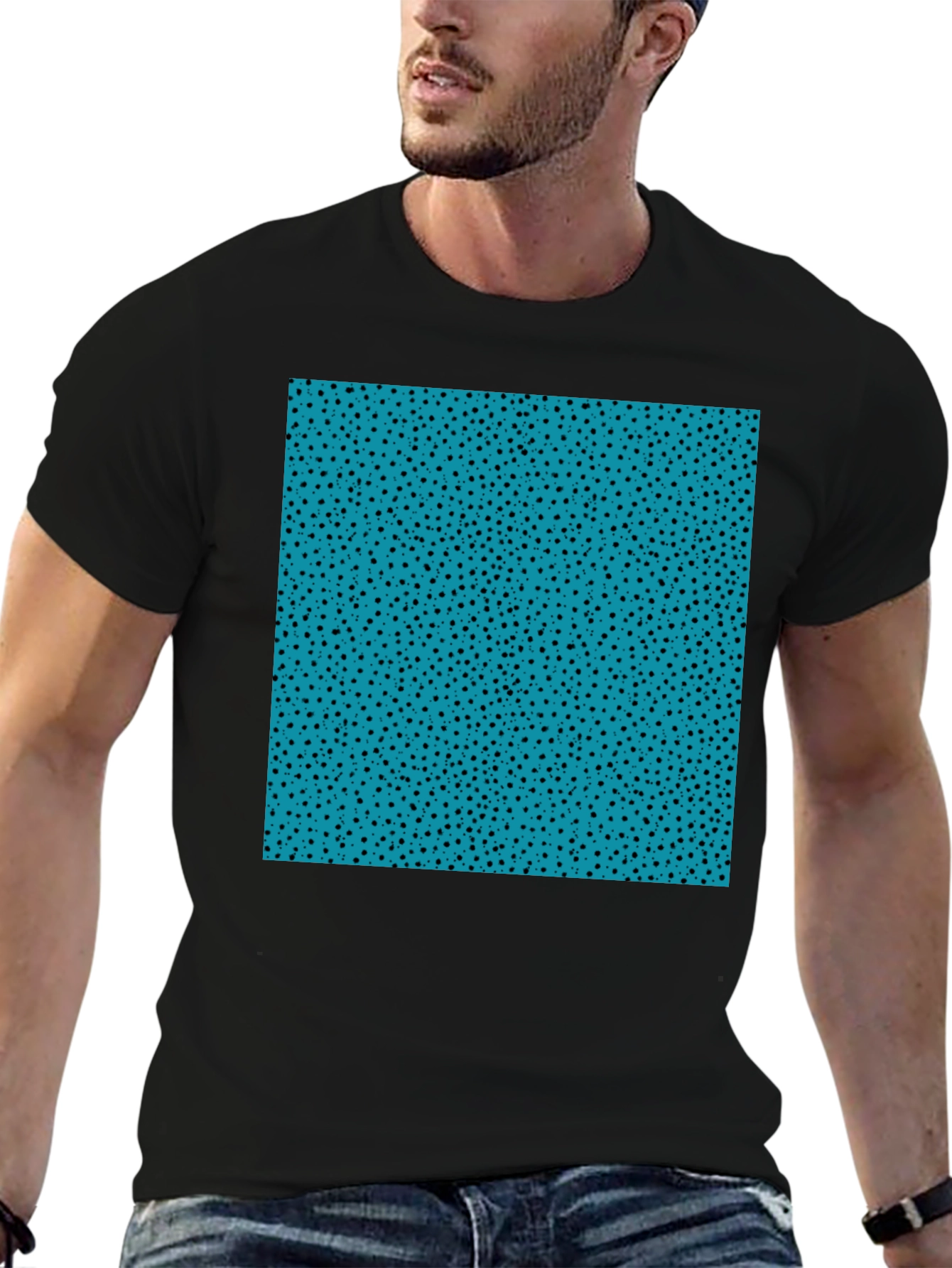 Funky Aqua & Black Speckled Graphic Tee