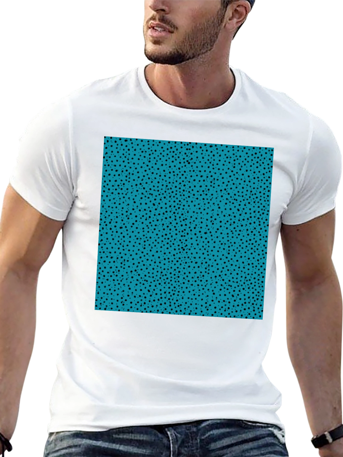 Funky Aqua & Black Speckled Graphic Tee