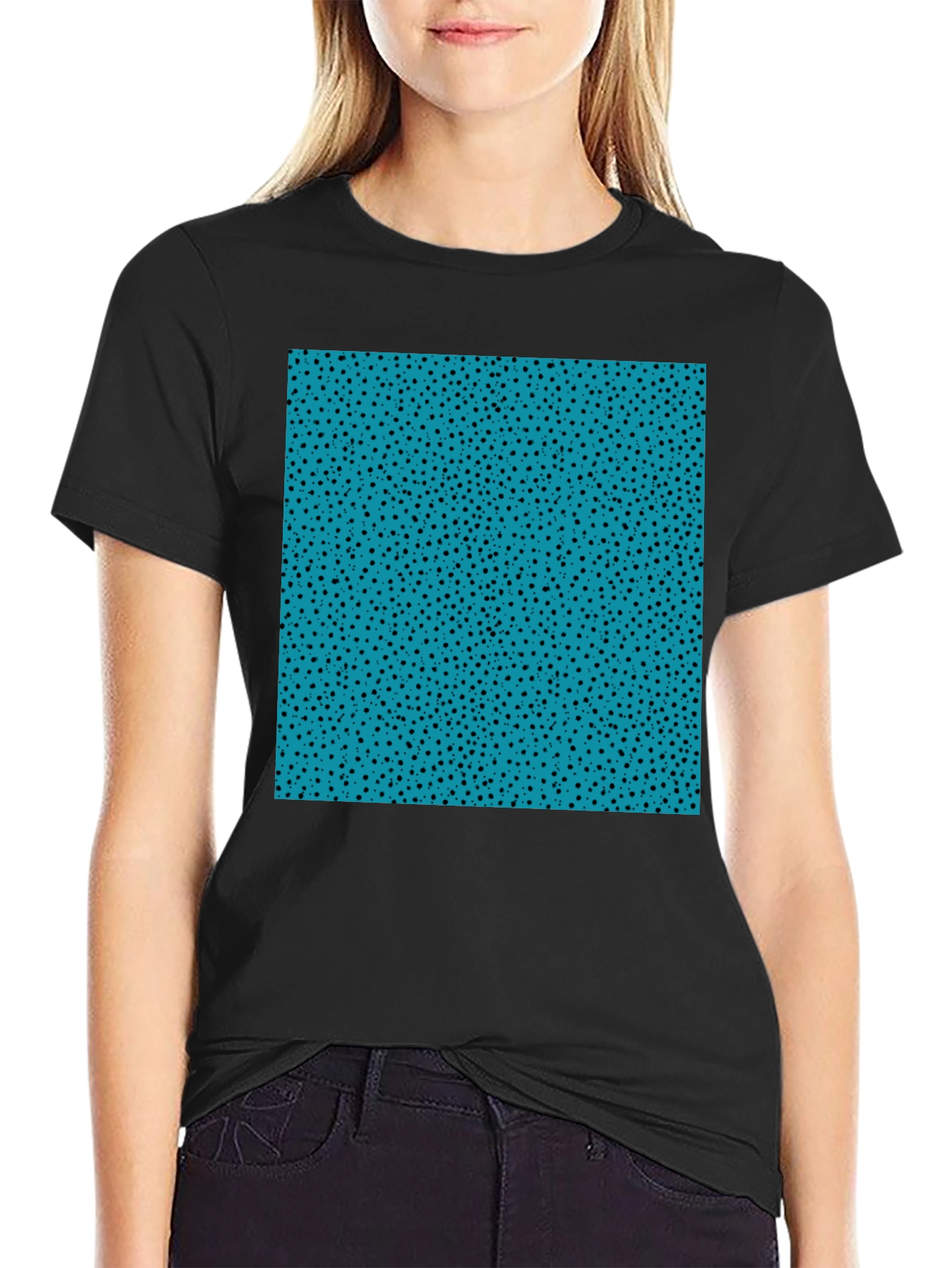 Funky Aqua & Black Speckled Graphic Tee
