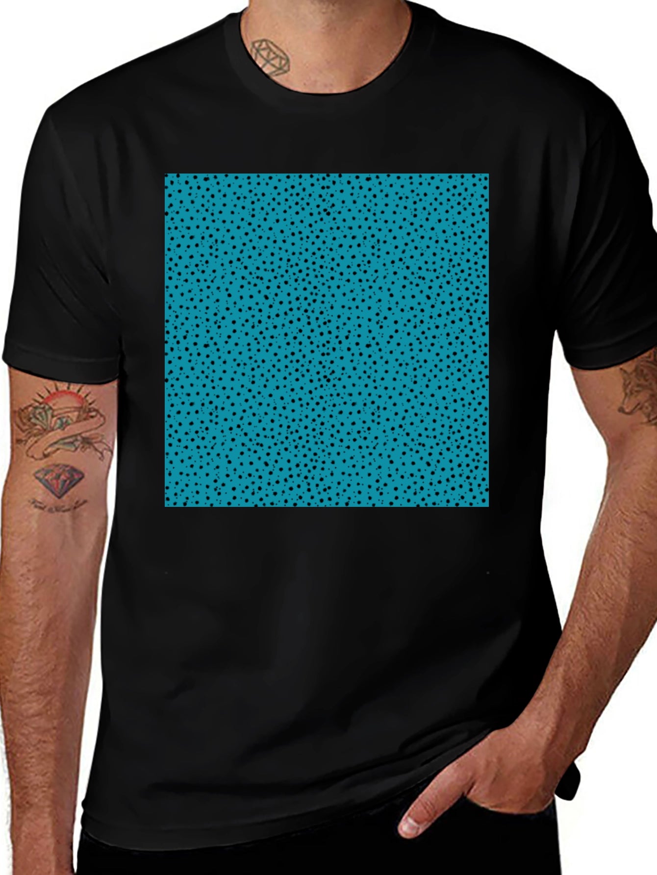 Funky Aqua & Black Speckled Graphic Tee