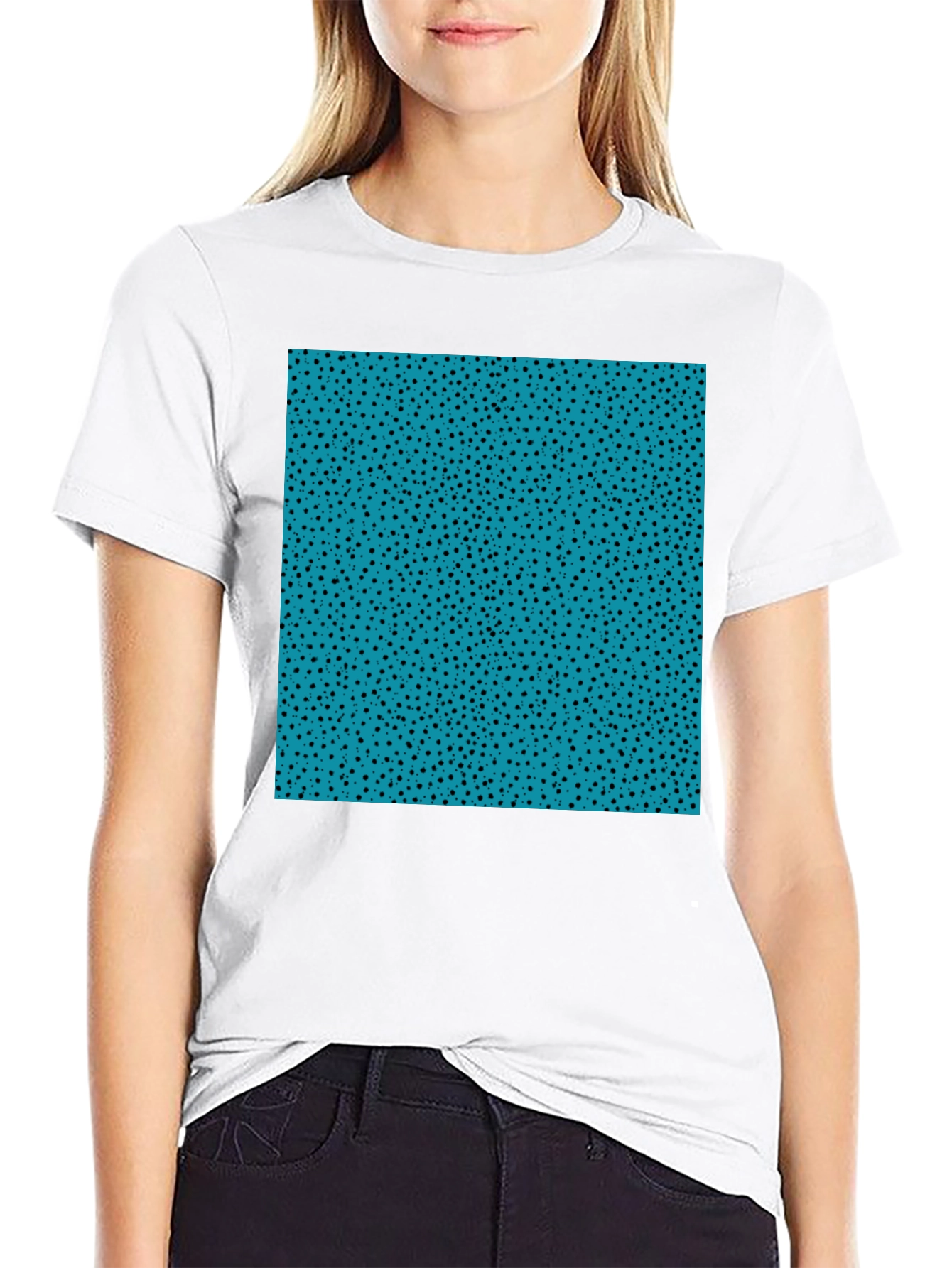 Funky Aqua & Black Speckled Graphic Tee