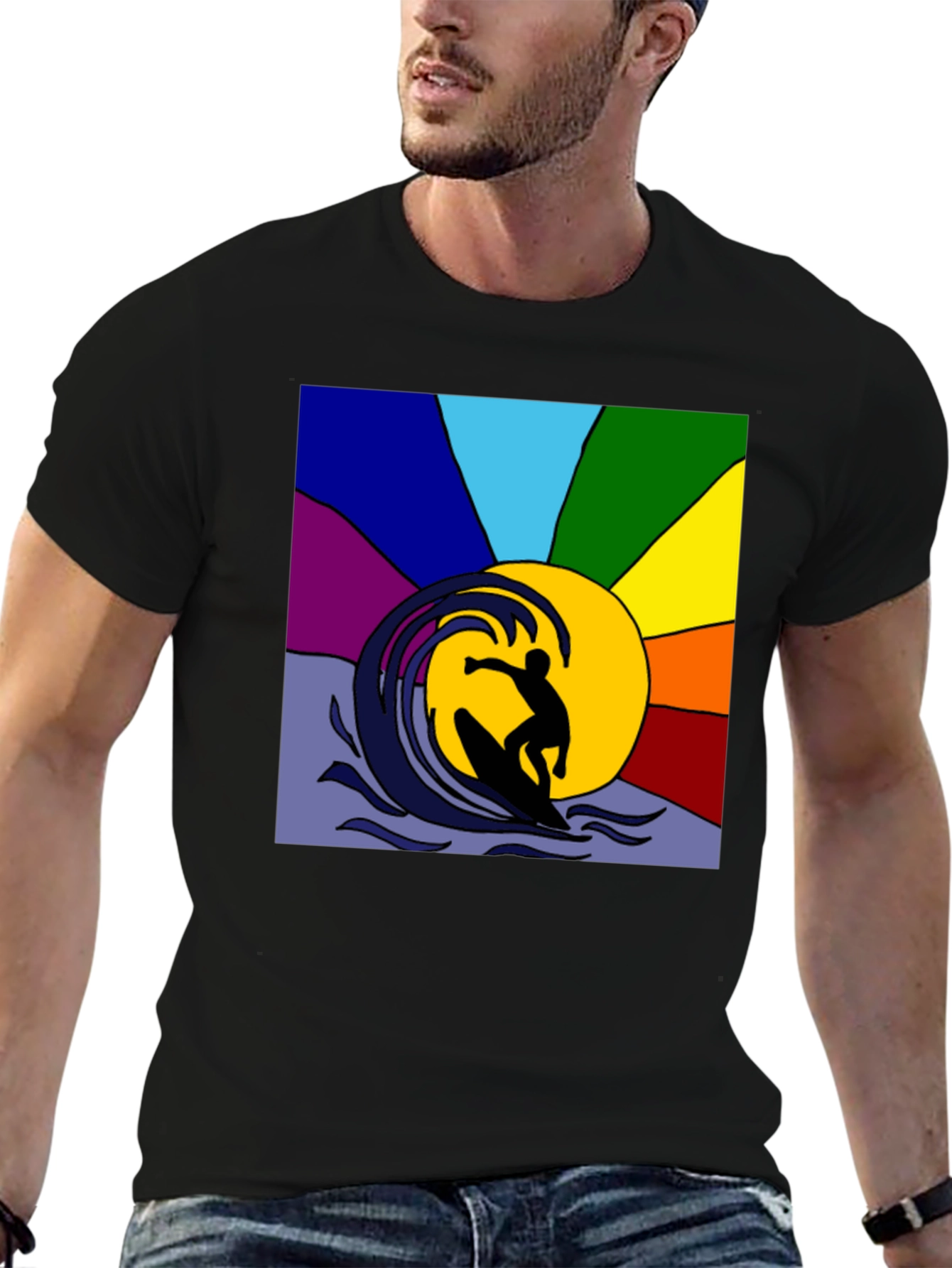 Surfing Rainbow T-Shirt - Stylish Graphic Tee