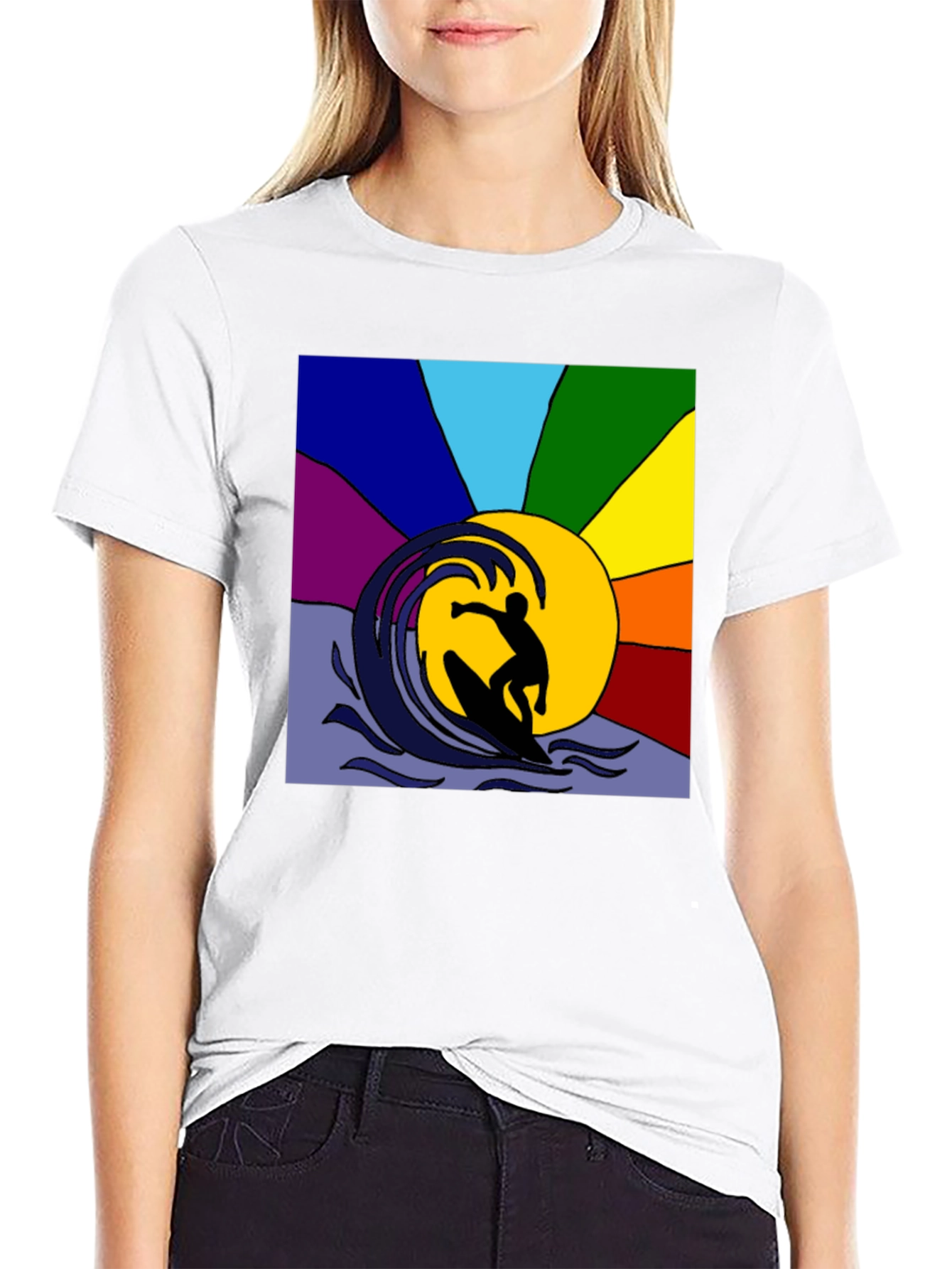 Surfing Rainbow T-Shirt - Stylish Graphic Tee