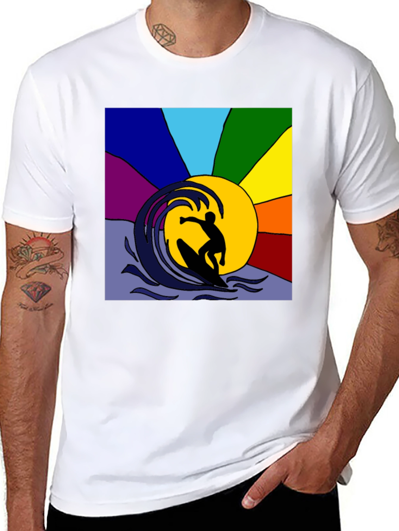 Surfing Rainbow T-Shirt - Stylish Graphic Tee