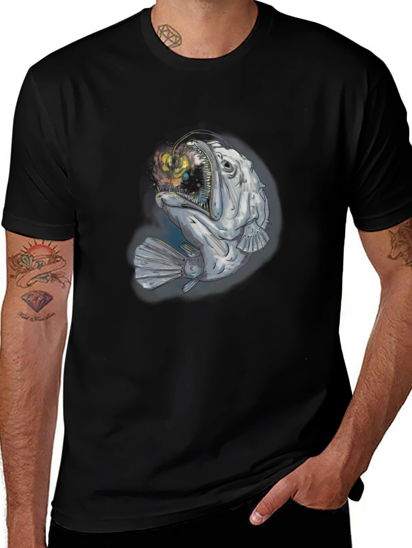 Angler Fish Graphic T-Shirt - Deep Sea Style