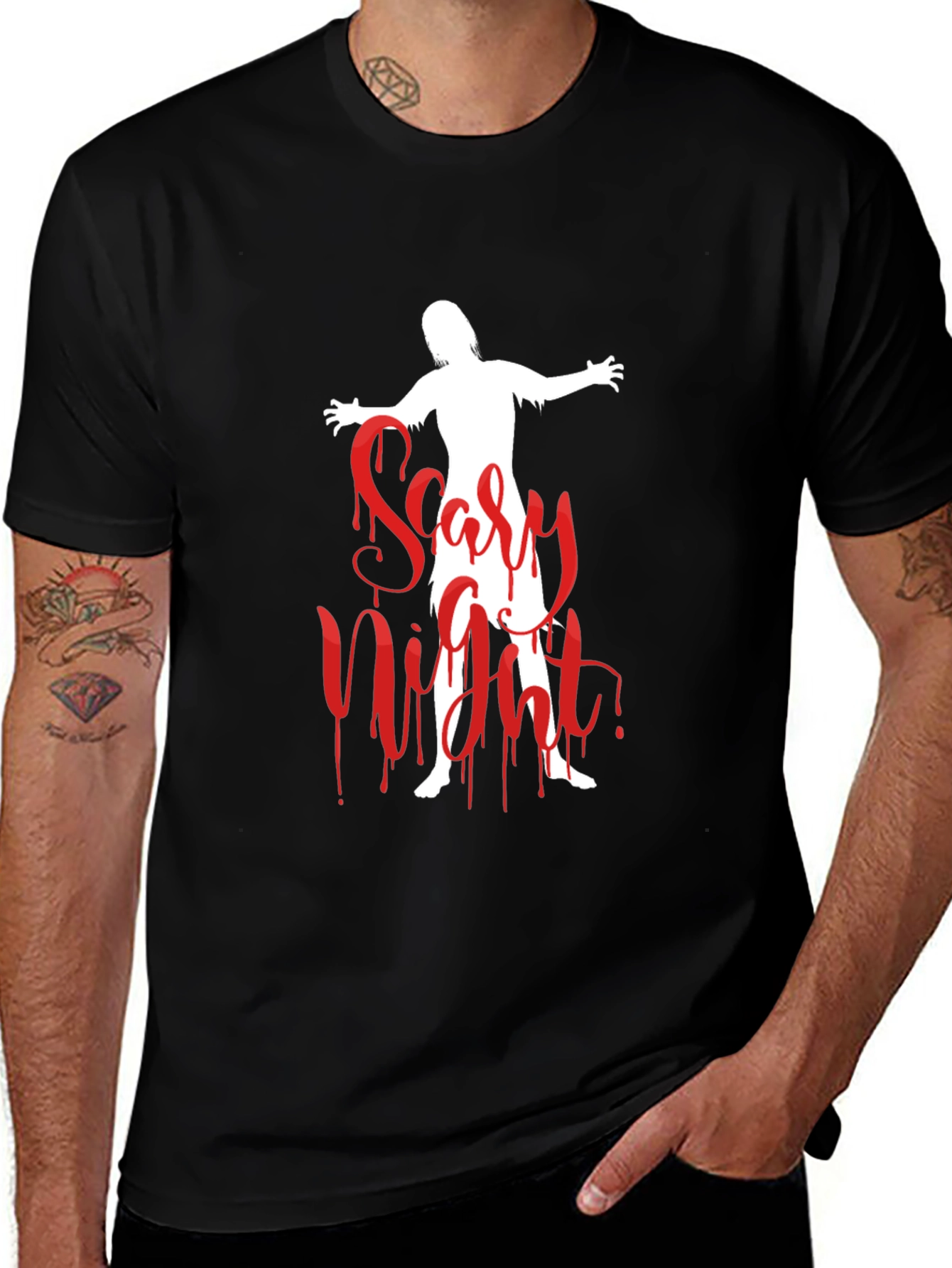 Scary Night Zombie Graphic T-Shirt - Halloween Ready!