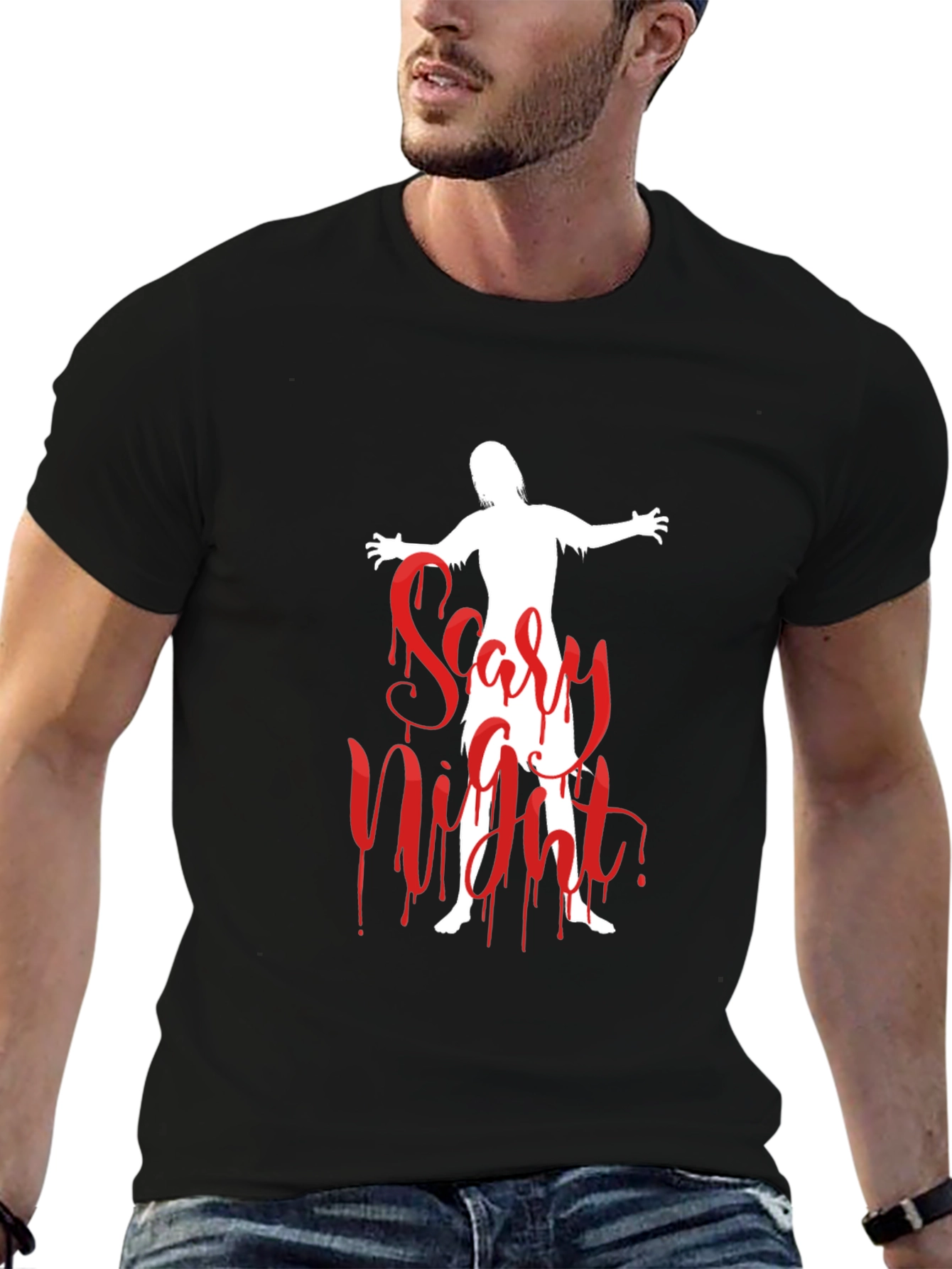 Scary Night Zombie Graphic T-Shirt - Halloween Ready!