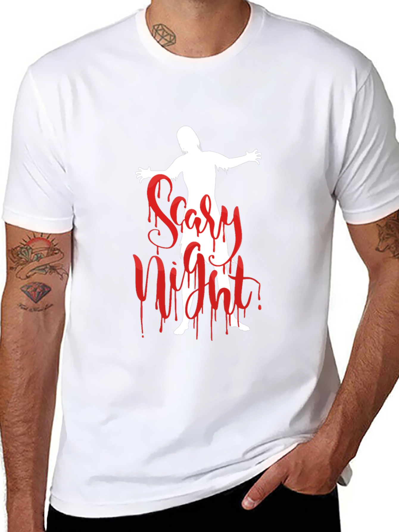 Scary Night Zombie Graphic T-Shirt - Halloween Ready!