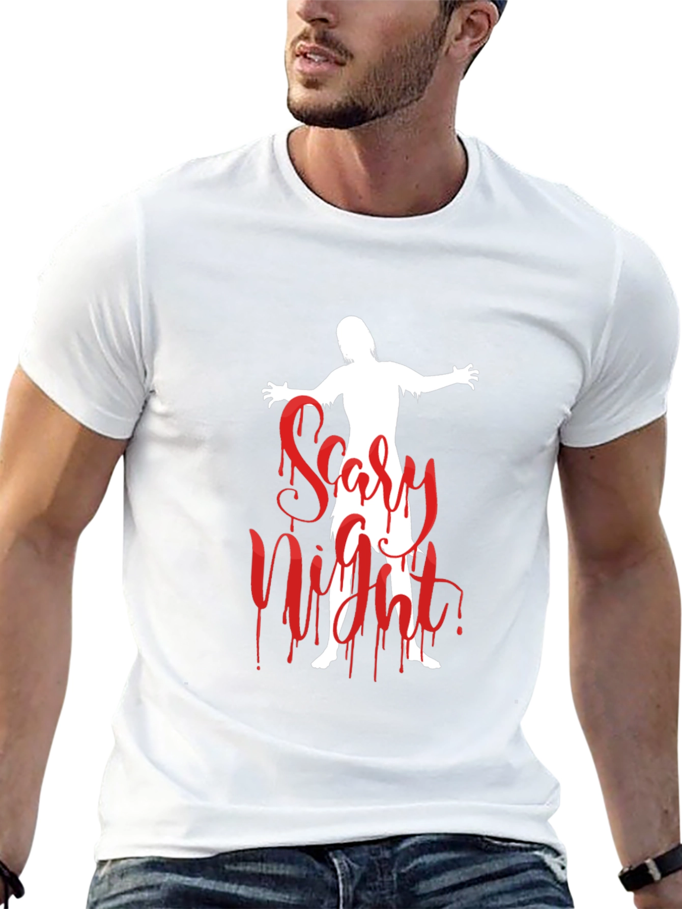 Scary Night Zombie Graphic T-Shirt - Halloween Ready!