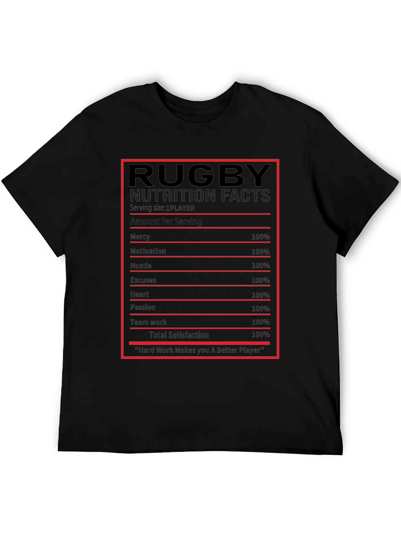 Rugby Nutrition Facts Graphic T-Shirt