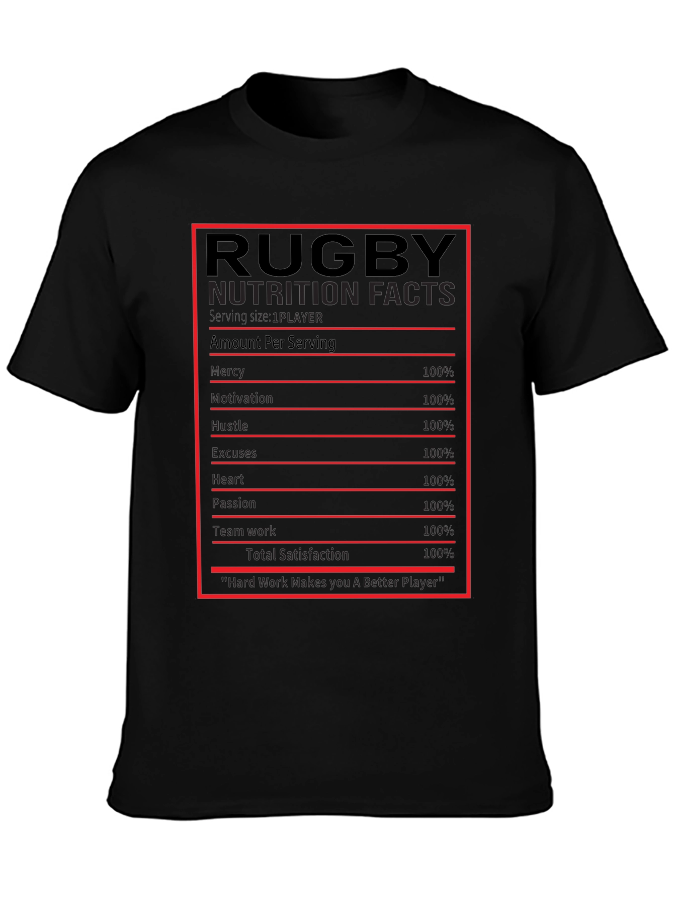 Rugby Nutrition Facts Graphic T-Shirt