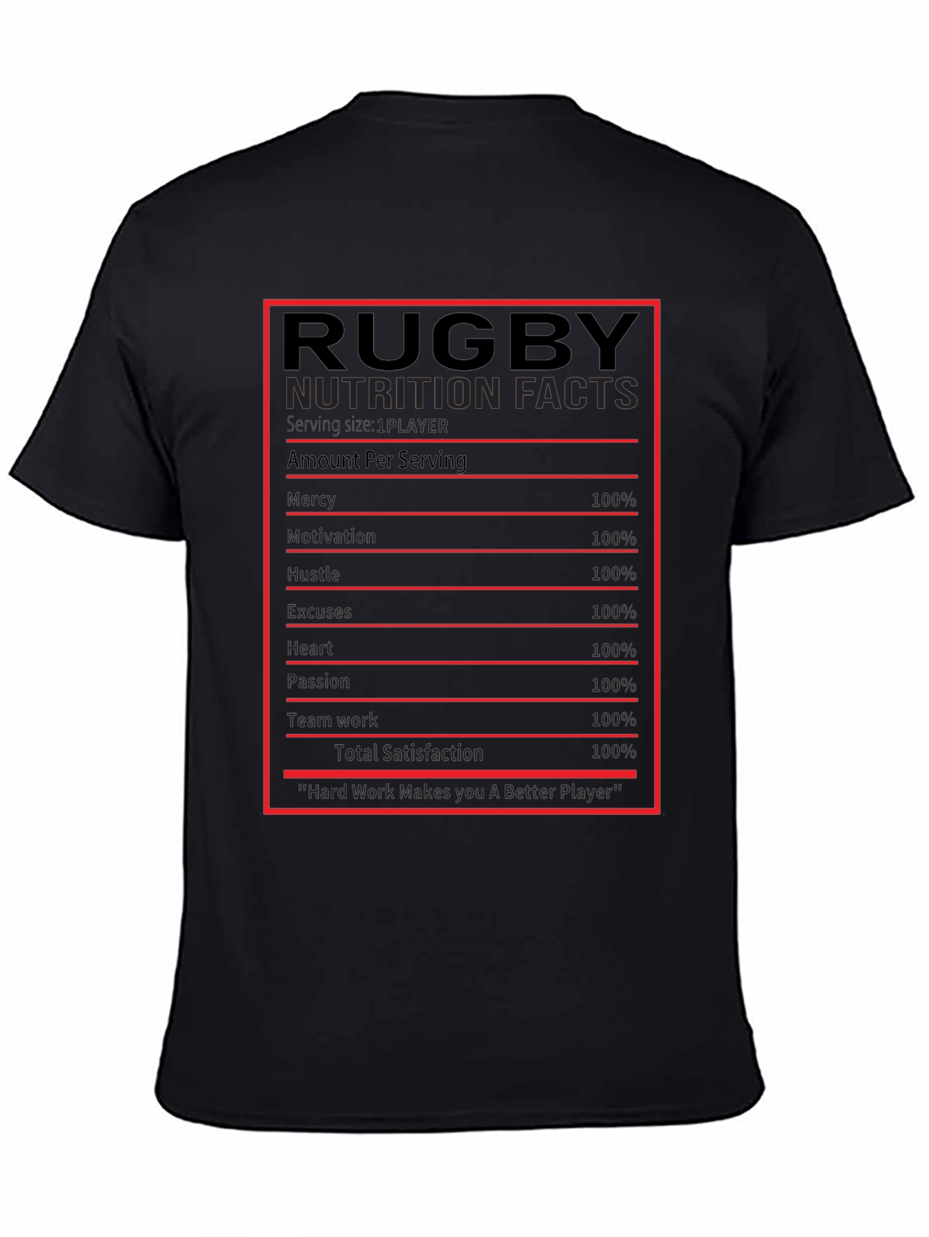 Rugby Nutrition Facts Graphic T-Shirt