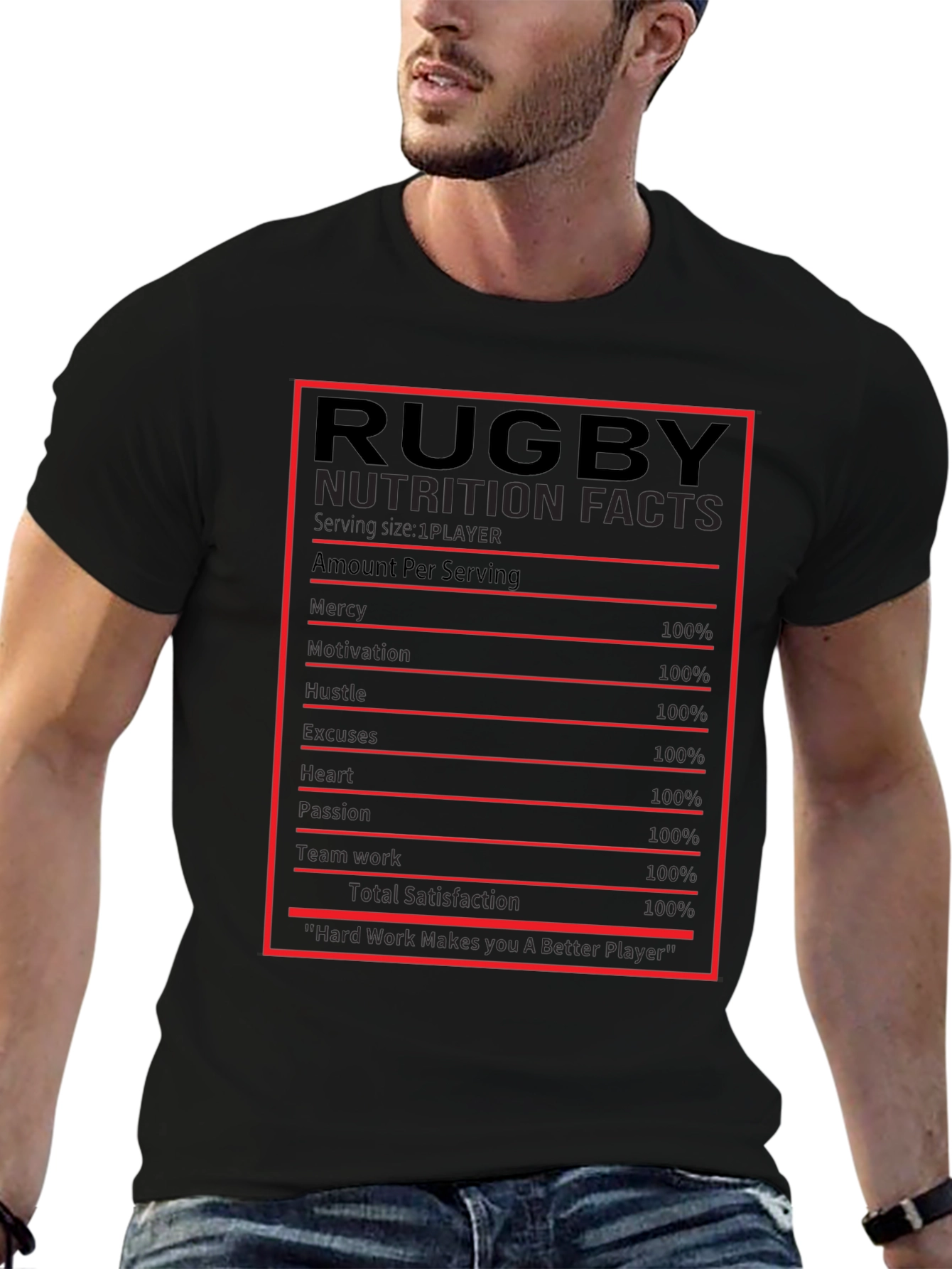 Rugby Nutrition Facts Graphic T-Shirt