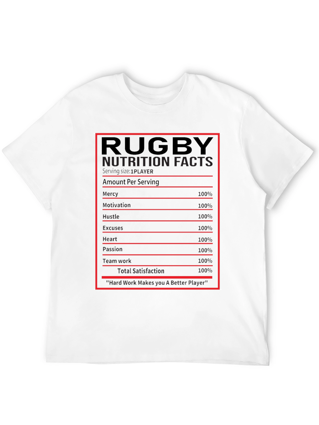 Rugby Nutrition Facts Graphic T-Shirt
