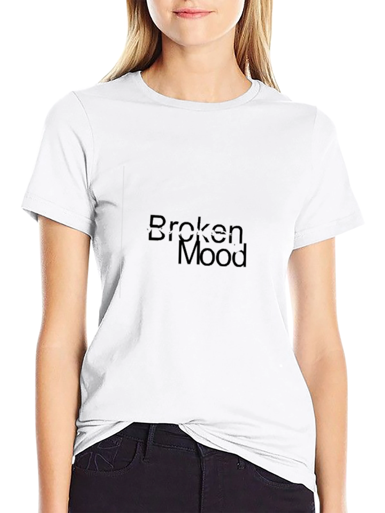 Broken Mood Graphic Tee - Black Cotton Blend T-Shirt