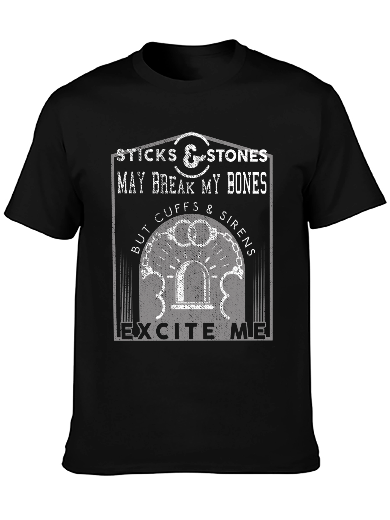 Sticks & Stones T-Shirt: Cuffs & Sirens Graphic Tee