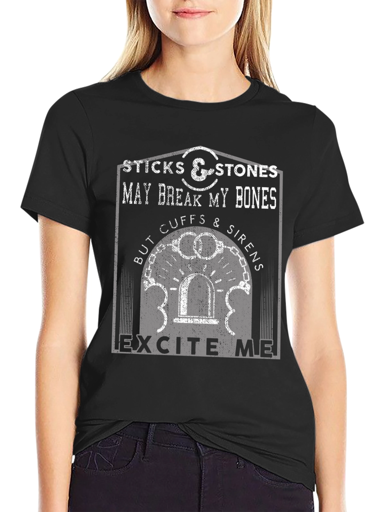 Sticks & Stones T-Shirt: Cuffs & Sirens Graphic Tee