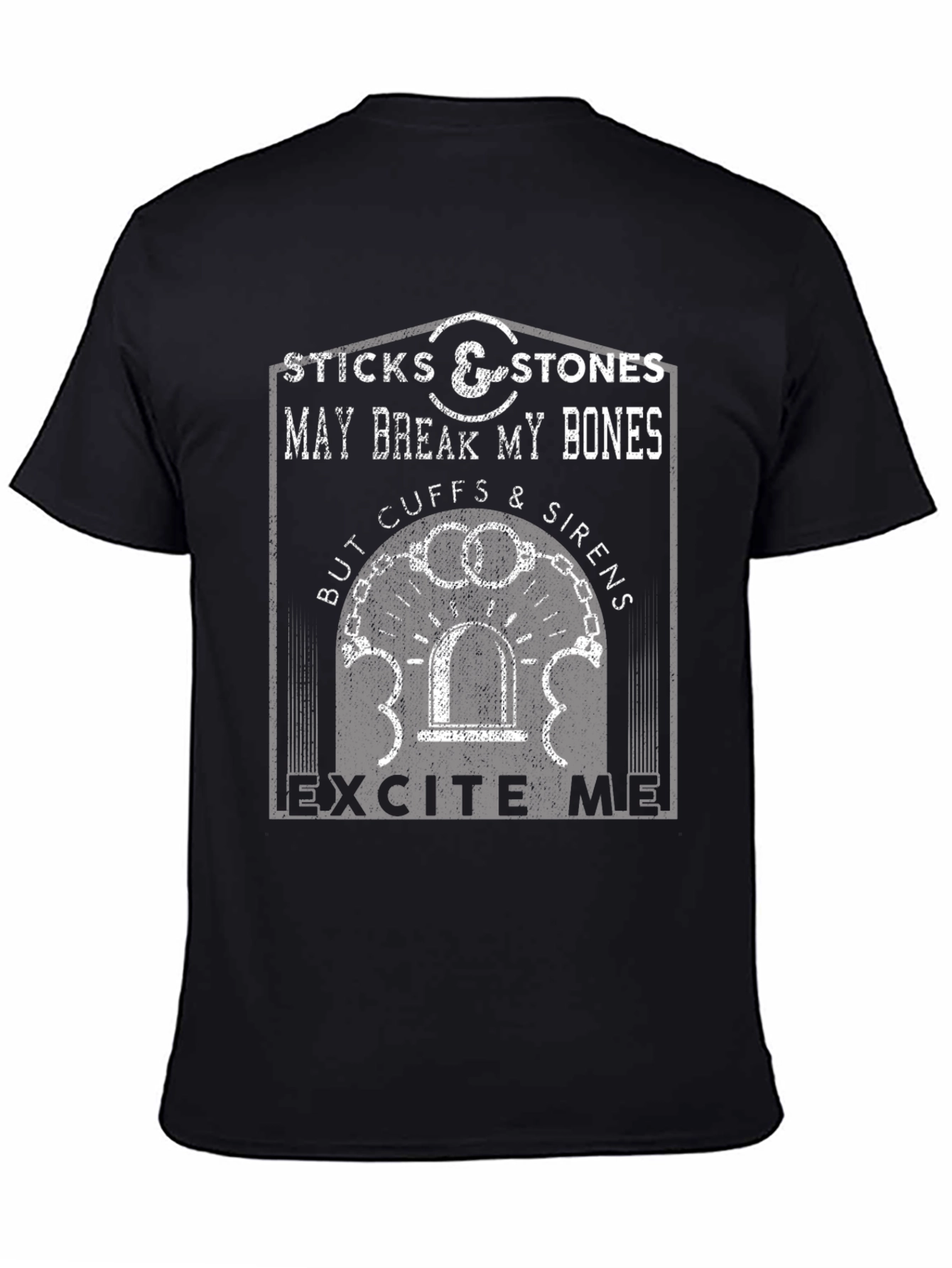 Sticks & Stones T-Shirt: Cuffs & Sirens Graphic Tee