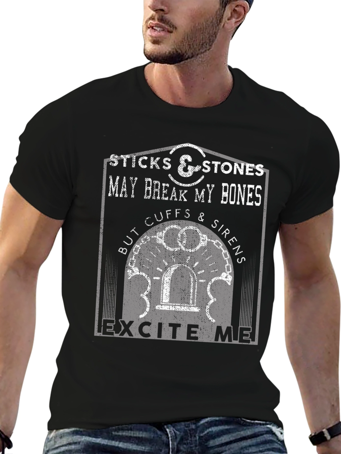Sticks & Stones T-Shirt: Cuffs & Sirens Graphic Tee