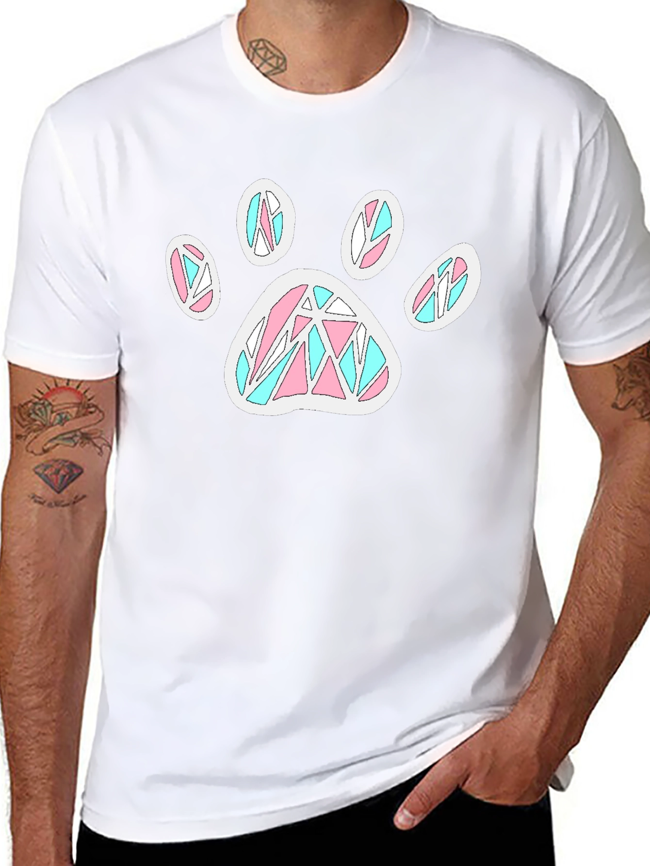 Paw Print T-Shirt - Black Cotton Blend Funky Design