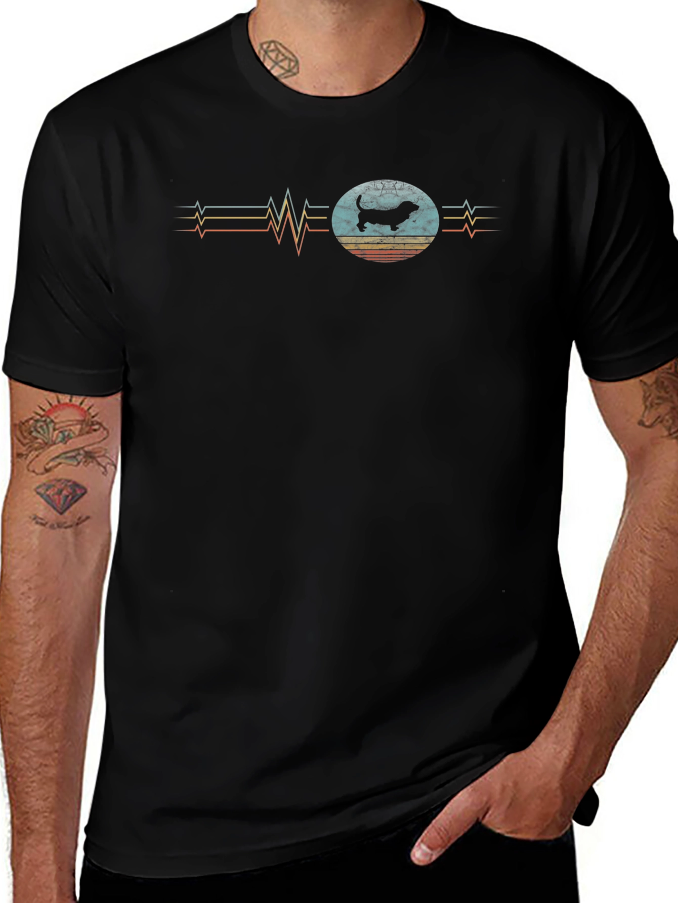 Retro Dachshund Heartbeat T-Shirt