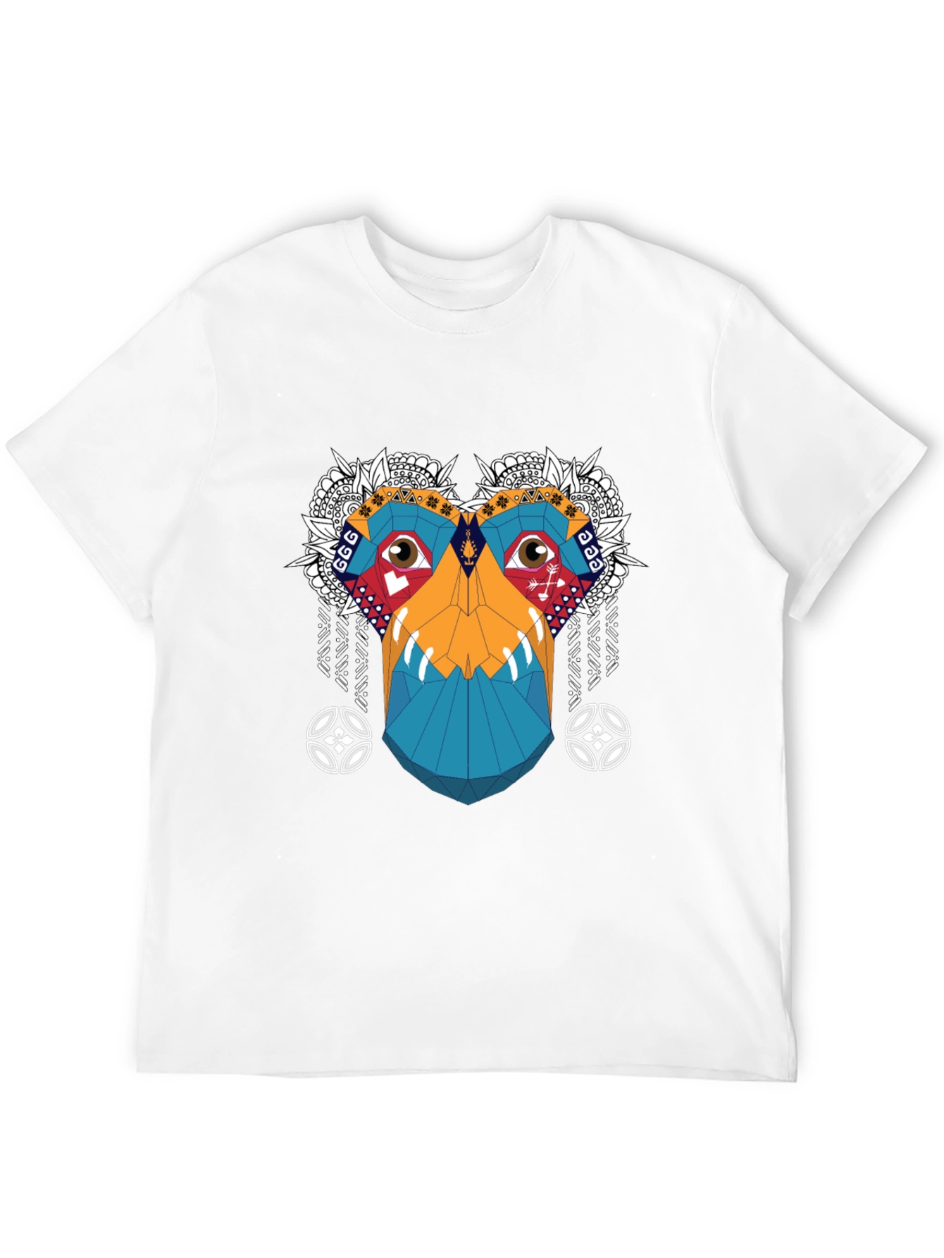 Abstract Geometric Monkey Face Graphic Tee