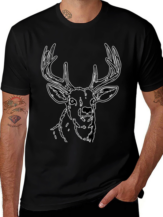 Black Deer Outline Graphic Tee