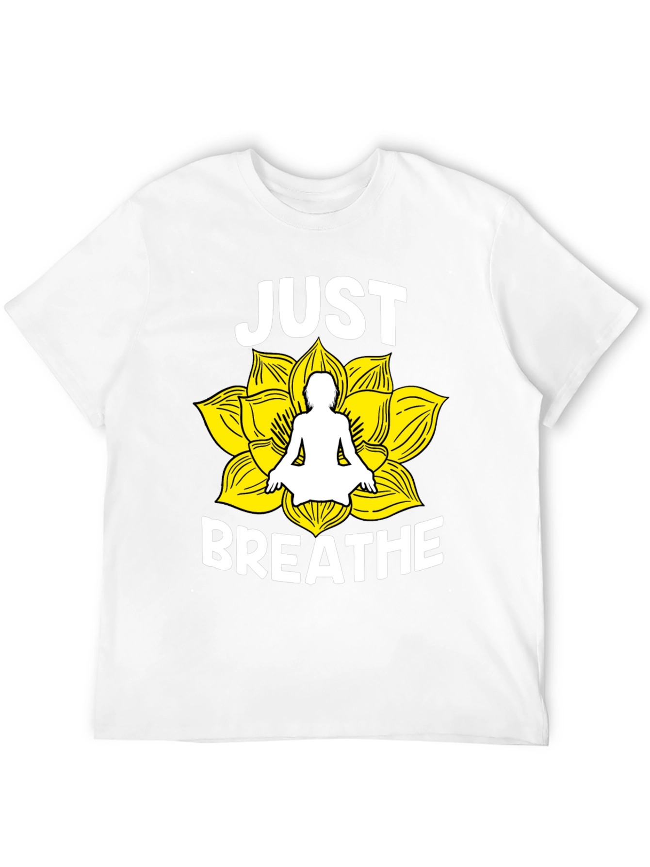Just Breathe Yoga Lotus Flower Graphic T-Shirt
