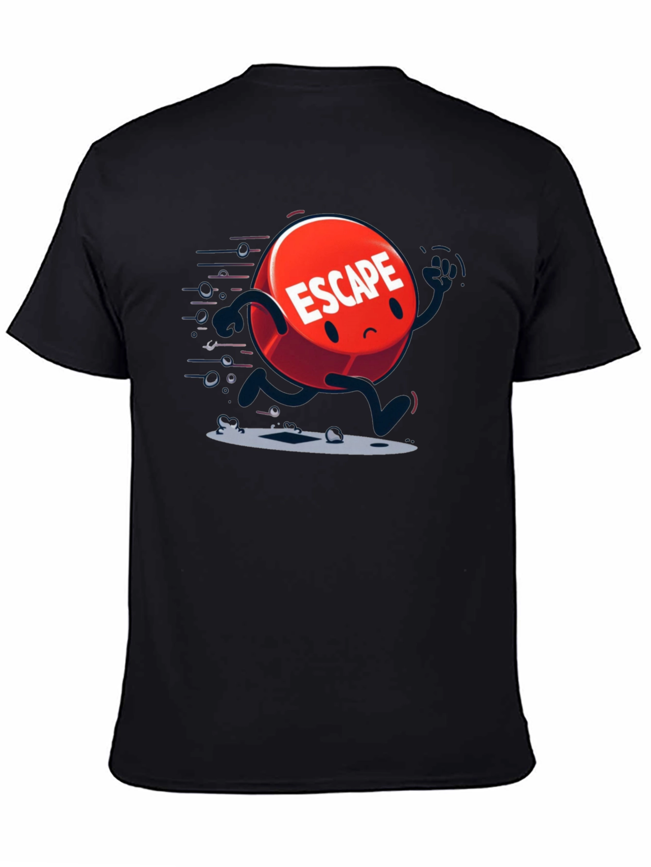 Escape Cartoon Graphic Black T-Shirt