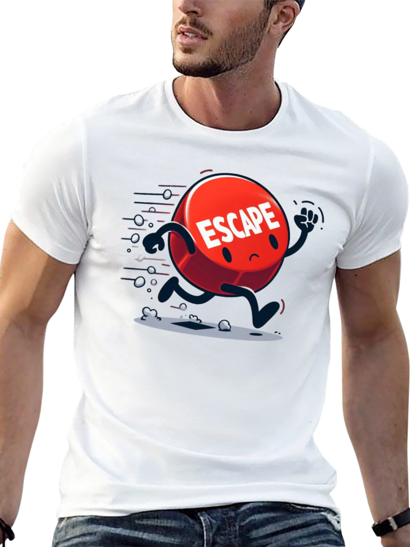 Escape Cartoon Graphic Black T-Shirt