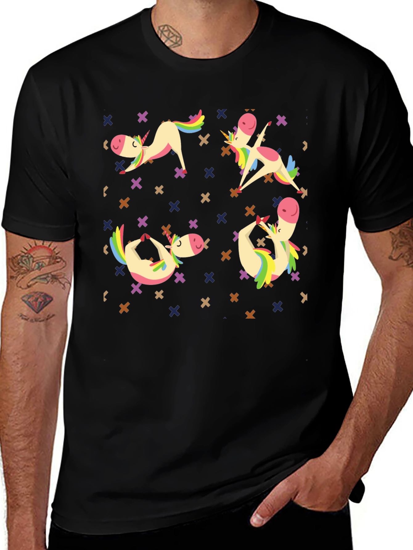 Unicorn Yoga Black Graphic Tee